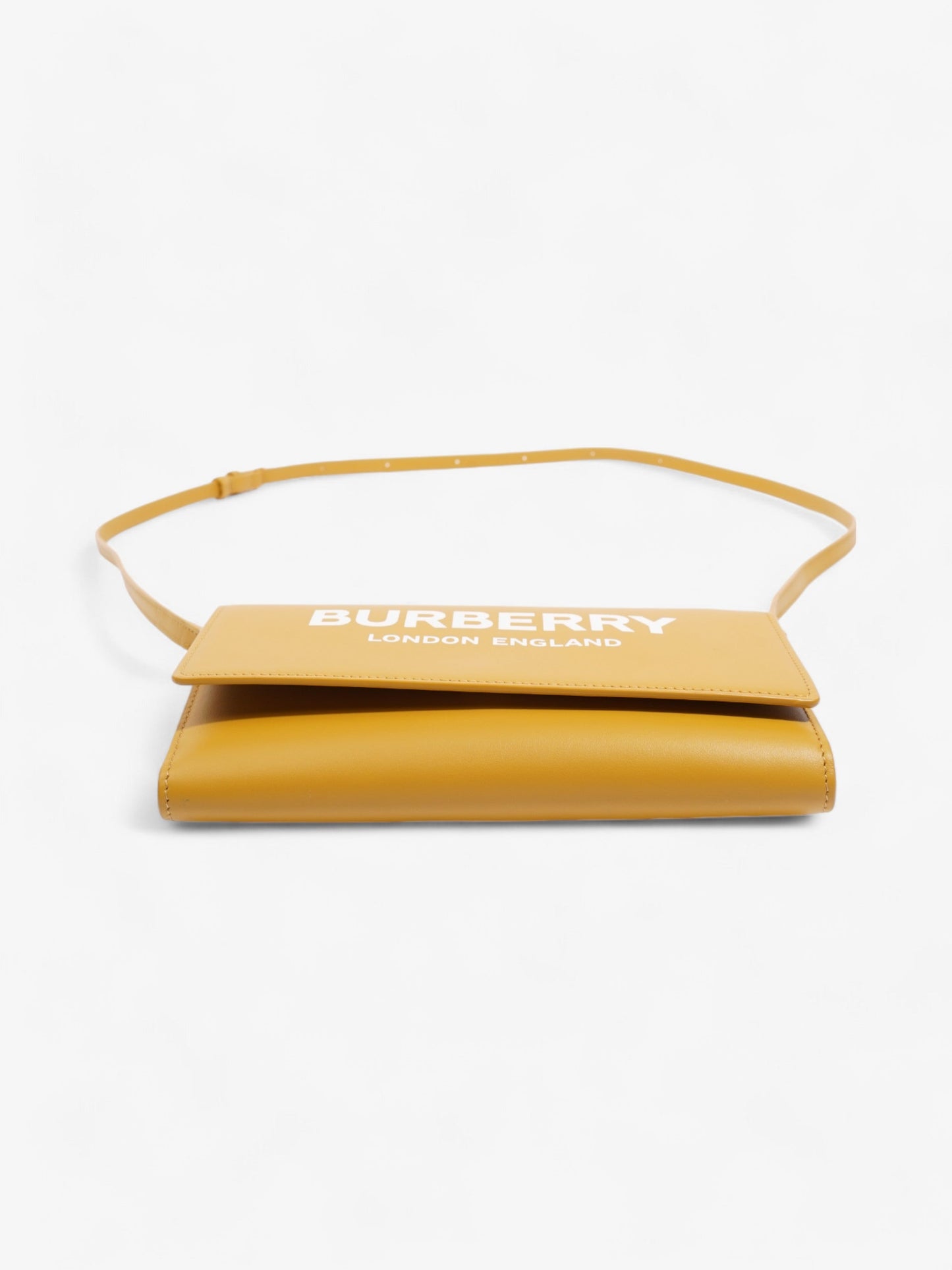 Burberry Logo Chain Wallet Mustard Leather