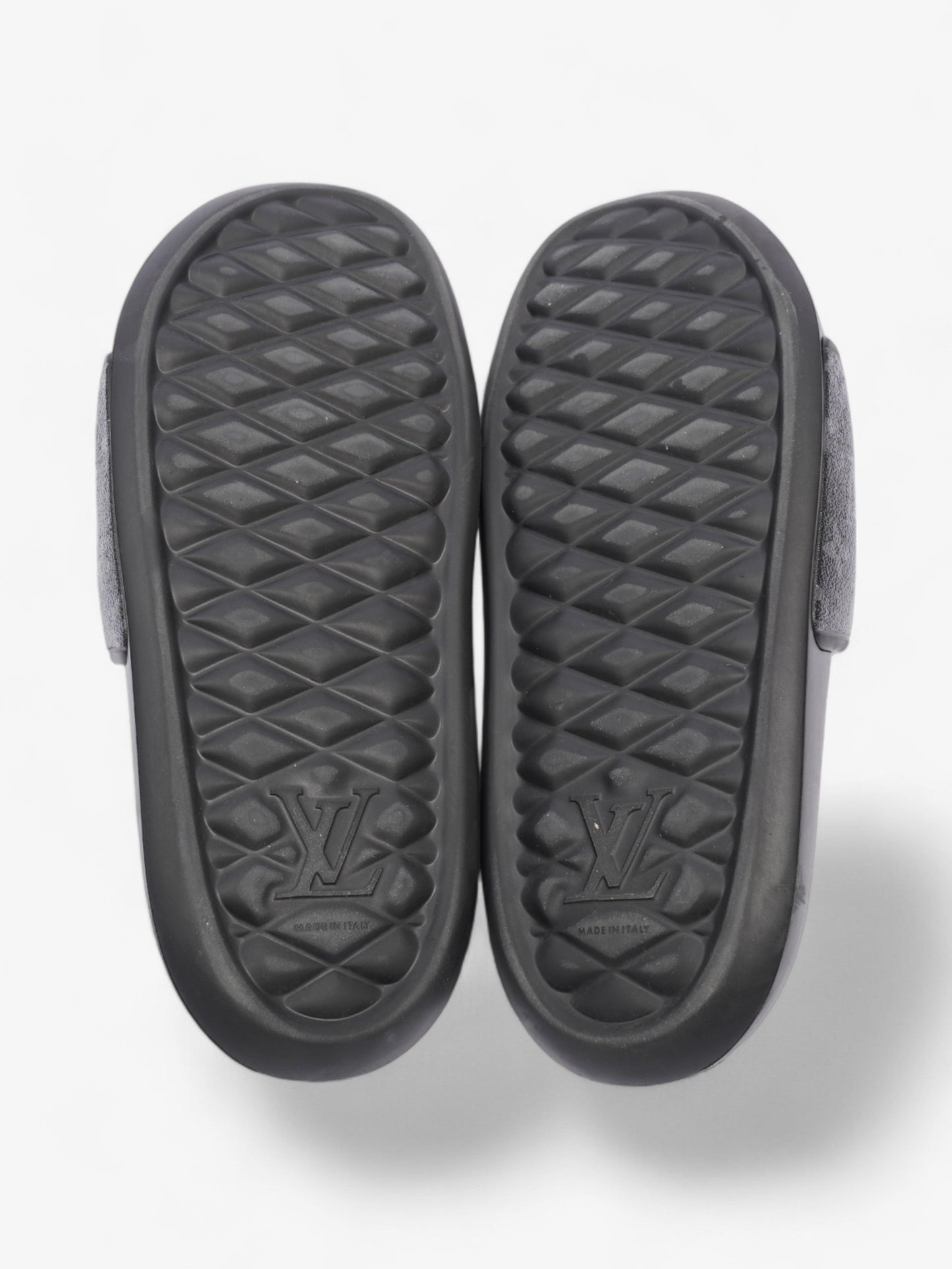 Louis Vuitton Waterfront Slides Monogram Eclipse Rubber EU 44 UK 10