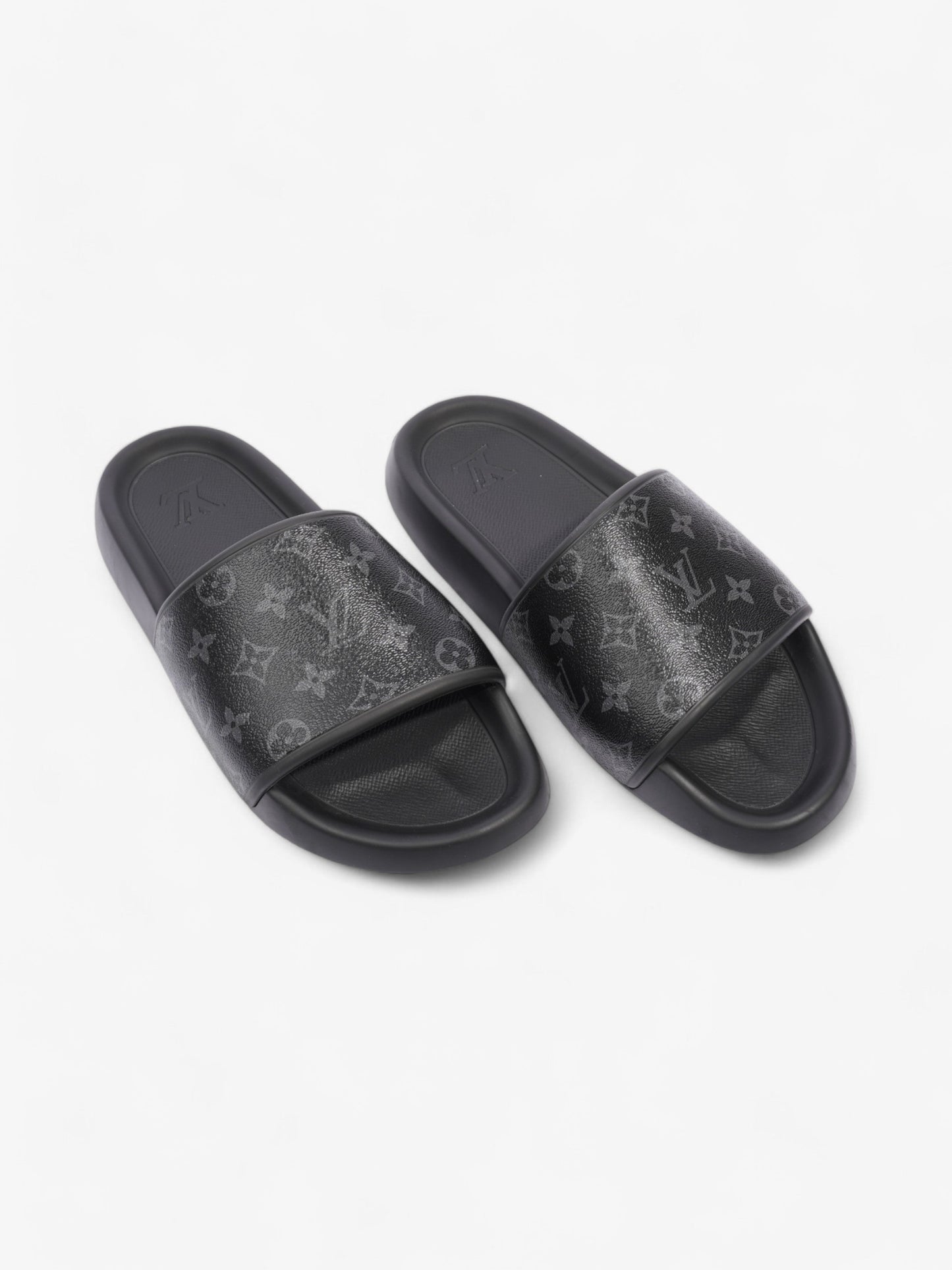 Louis Vuitton Waterfront Slides Monogram Eclipse Rubber EU 44 UK 10