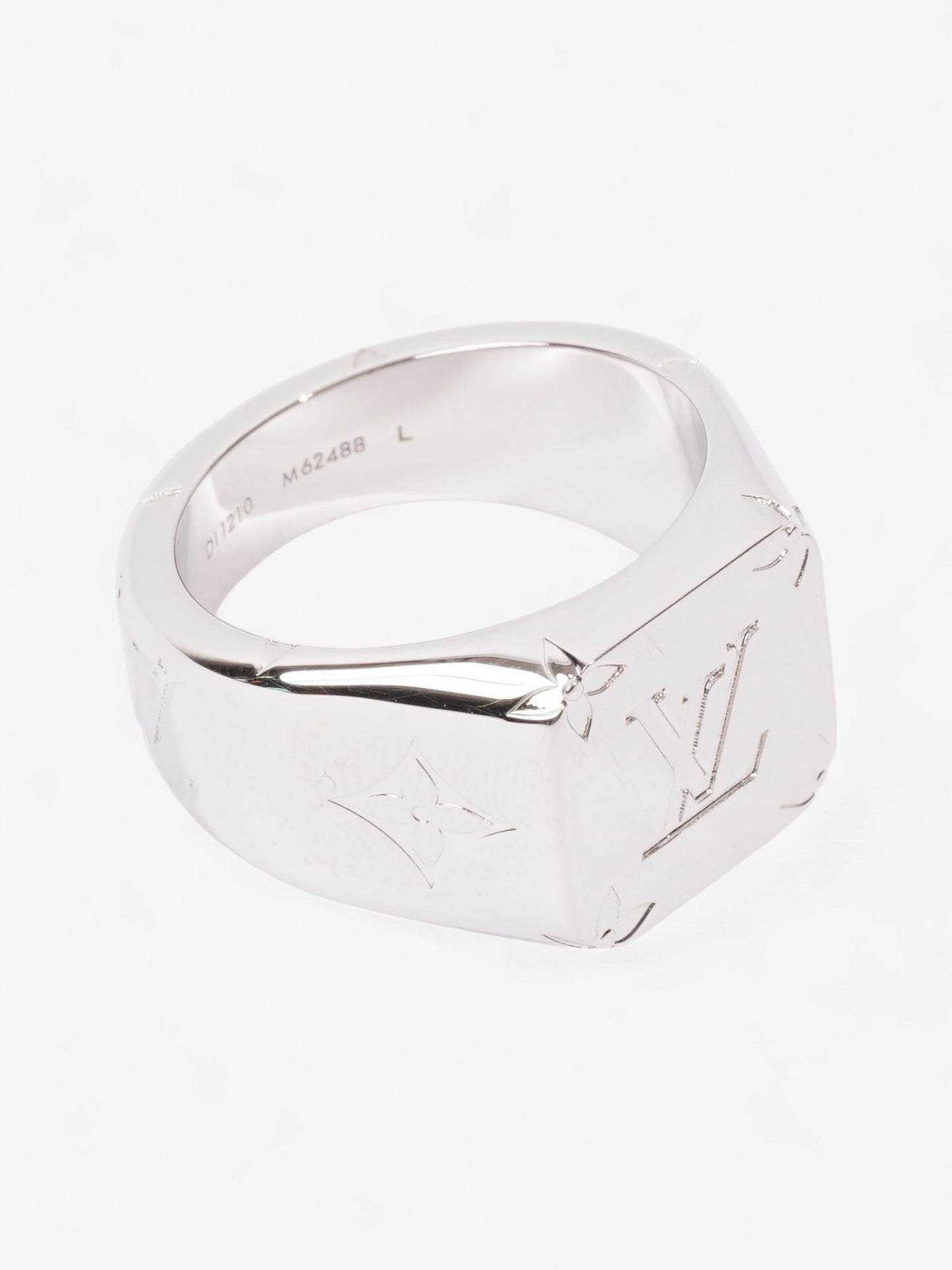 Louis Vuitton Monogram Signet Ring Silver Base Metal Large (Cirumference - 62mm)