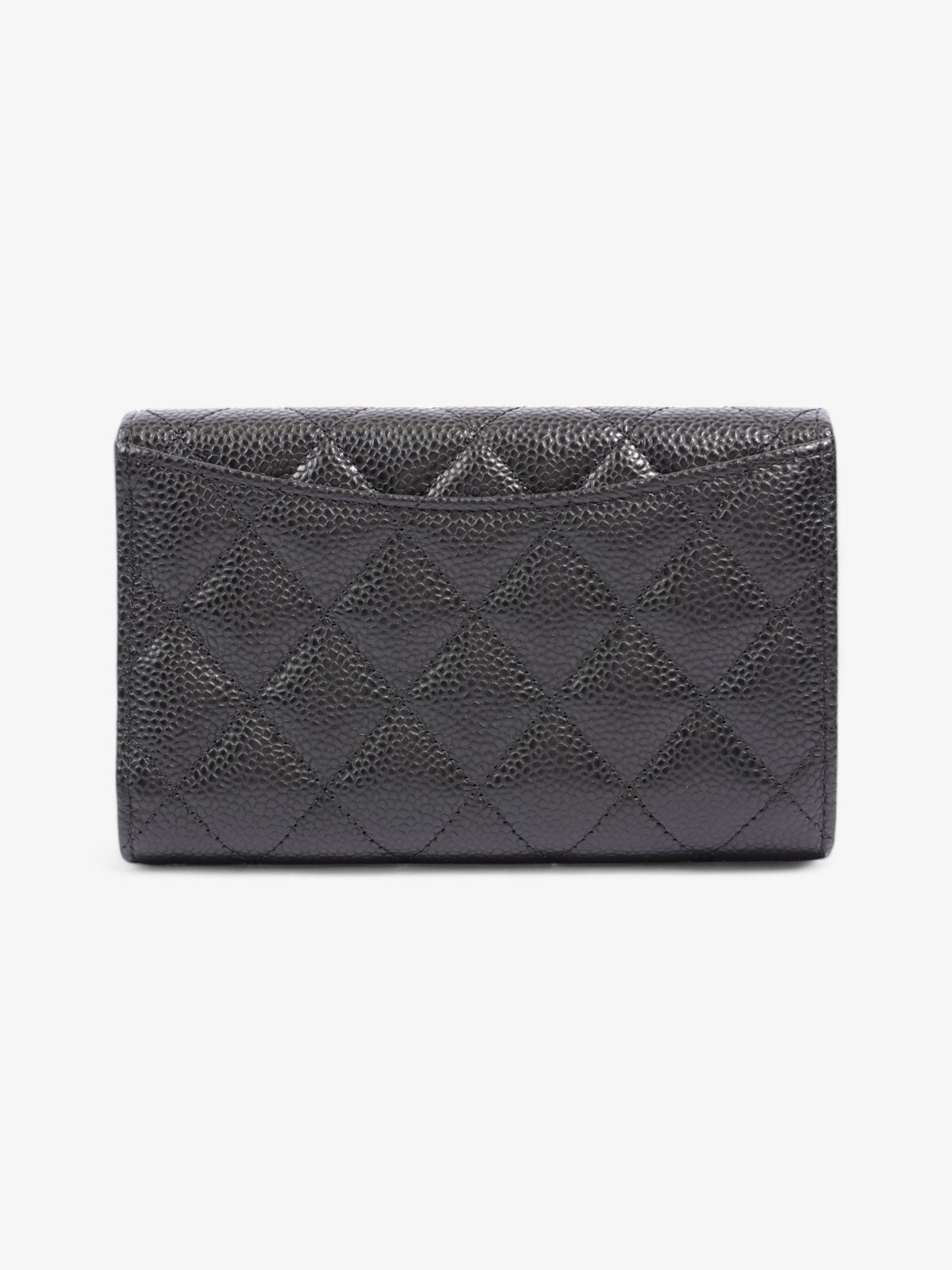 Chanel Classic Flap Wallet Black / Silver Caviar Leather Medium