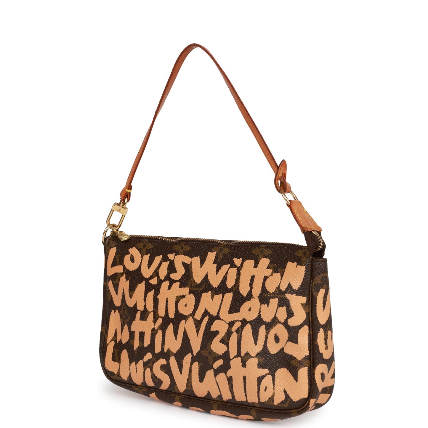 Louis Vuitton Vintage x Stephen Sprouse Peach Graffiti Pochette Bag Gold Hardware