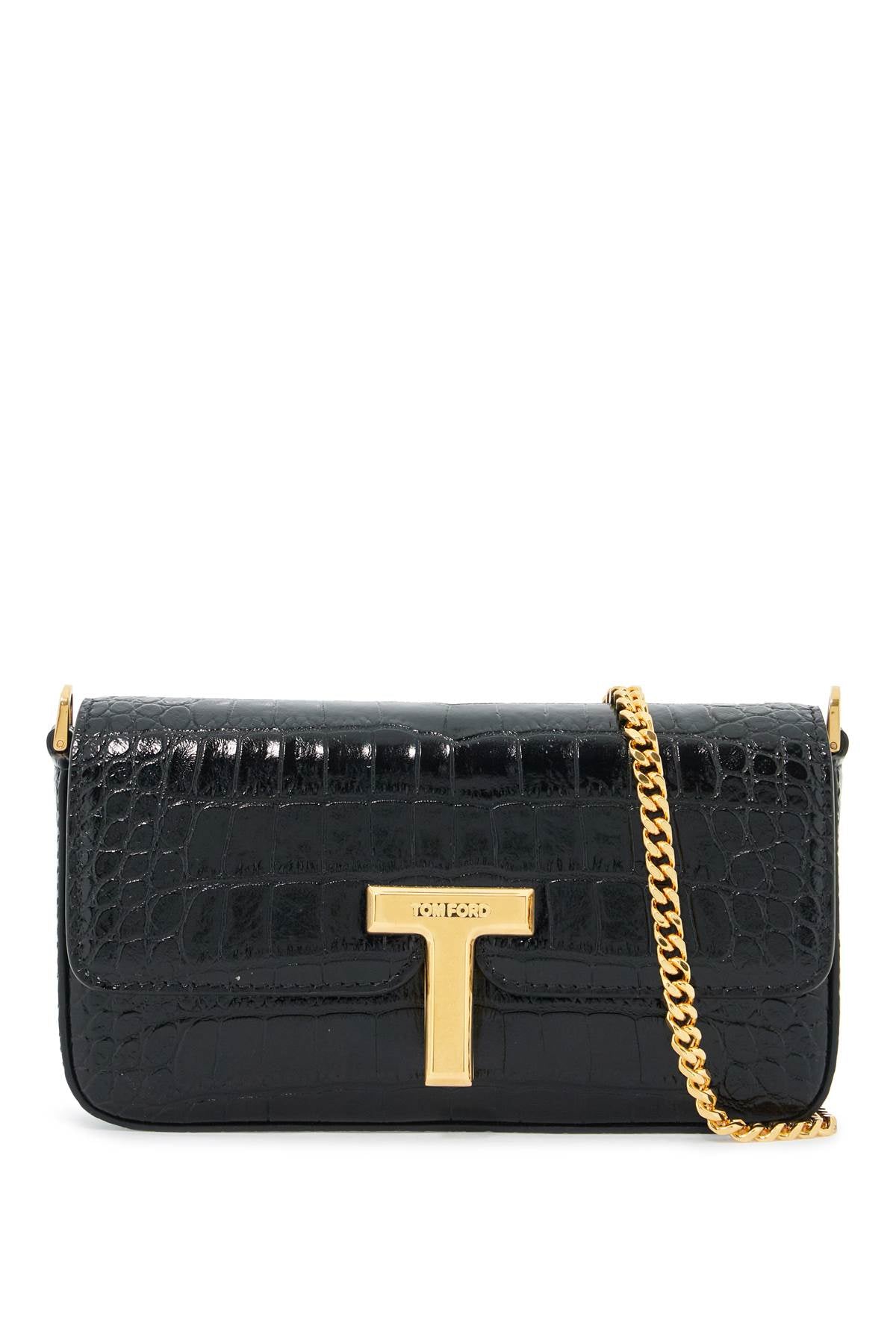 MINI WALLIS CROCODILE PRINT LEATHER BAG.