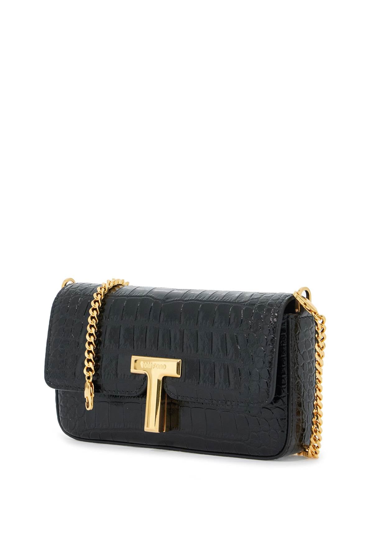Tom Ford Mini Wallis Crocodile Print Leather Bag. Women