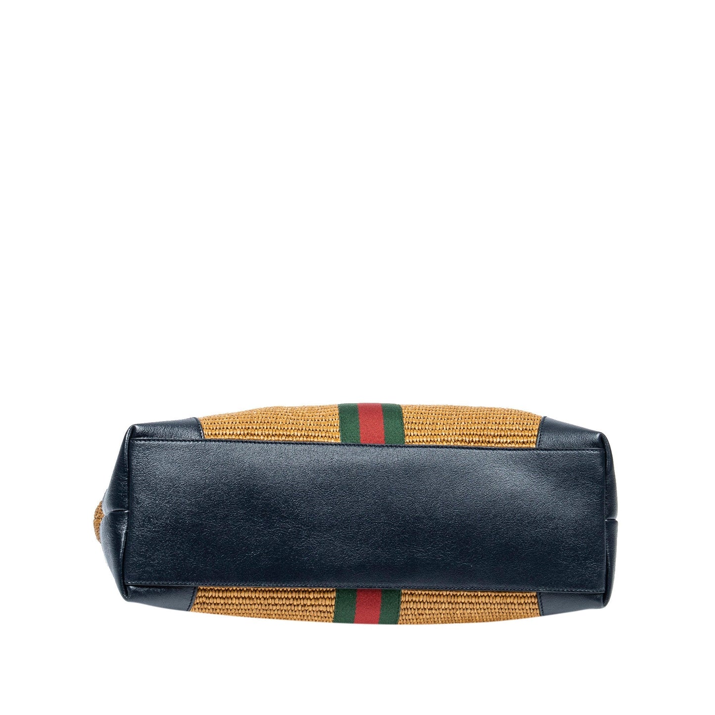 Gold Gucci Medium Raffia Ophidia Tote Bag
