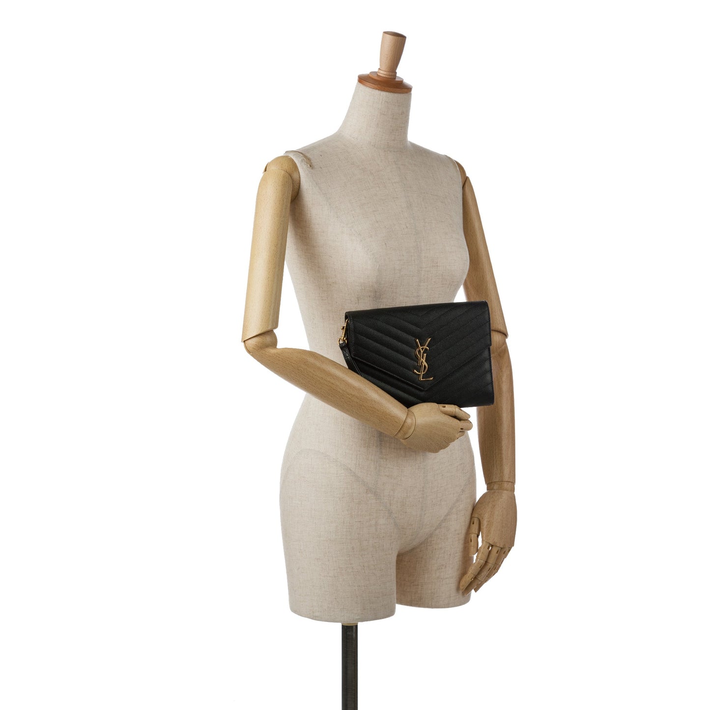 Yves Saint Laurent Cassandre Envelope Clutch Black Grain De Poudre