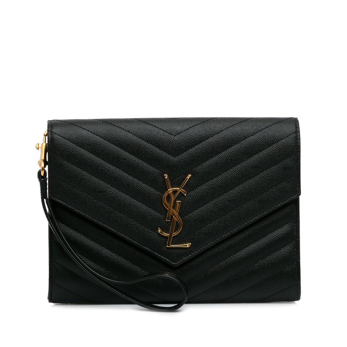 Yves Saint Laurent Cassandre Envelope Clutch Black Grain De Poudre