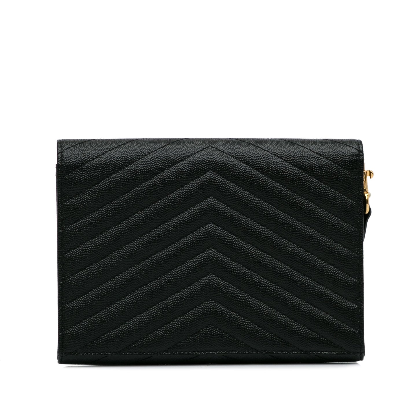 Yves Saint Laurent Cassandre Envelope Clutch Black Grain De Poudre