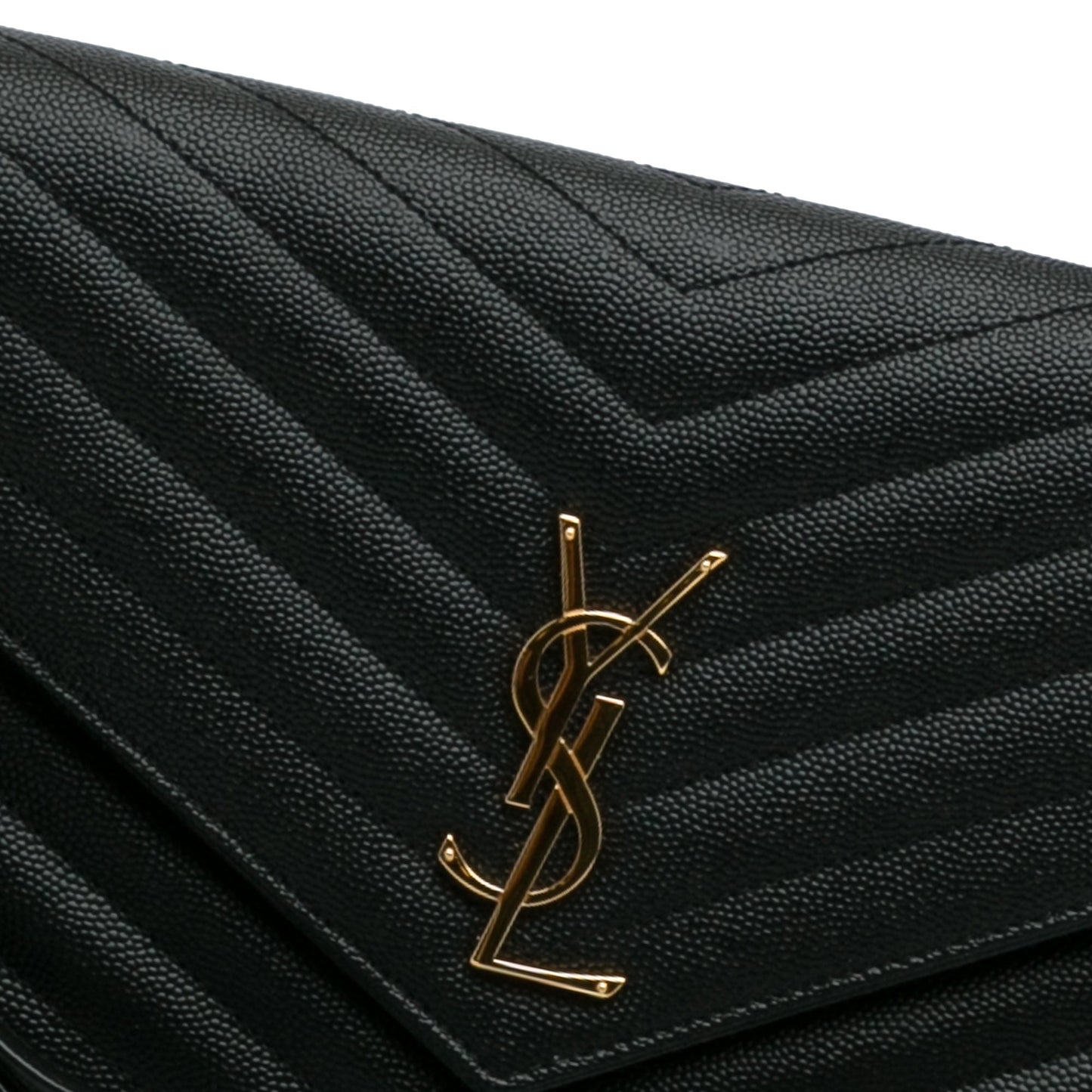 Yves Saint Laurent Cassandre Envelope Clutch Black Grain De Poudre