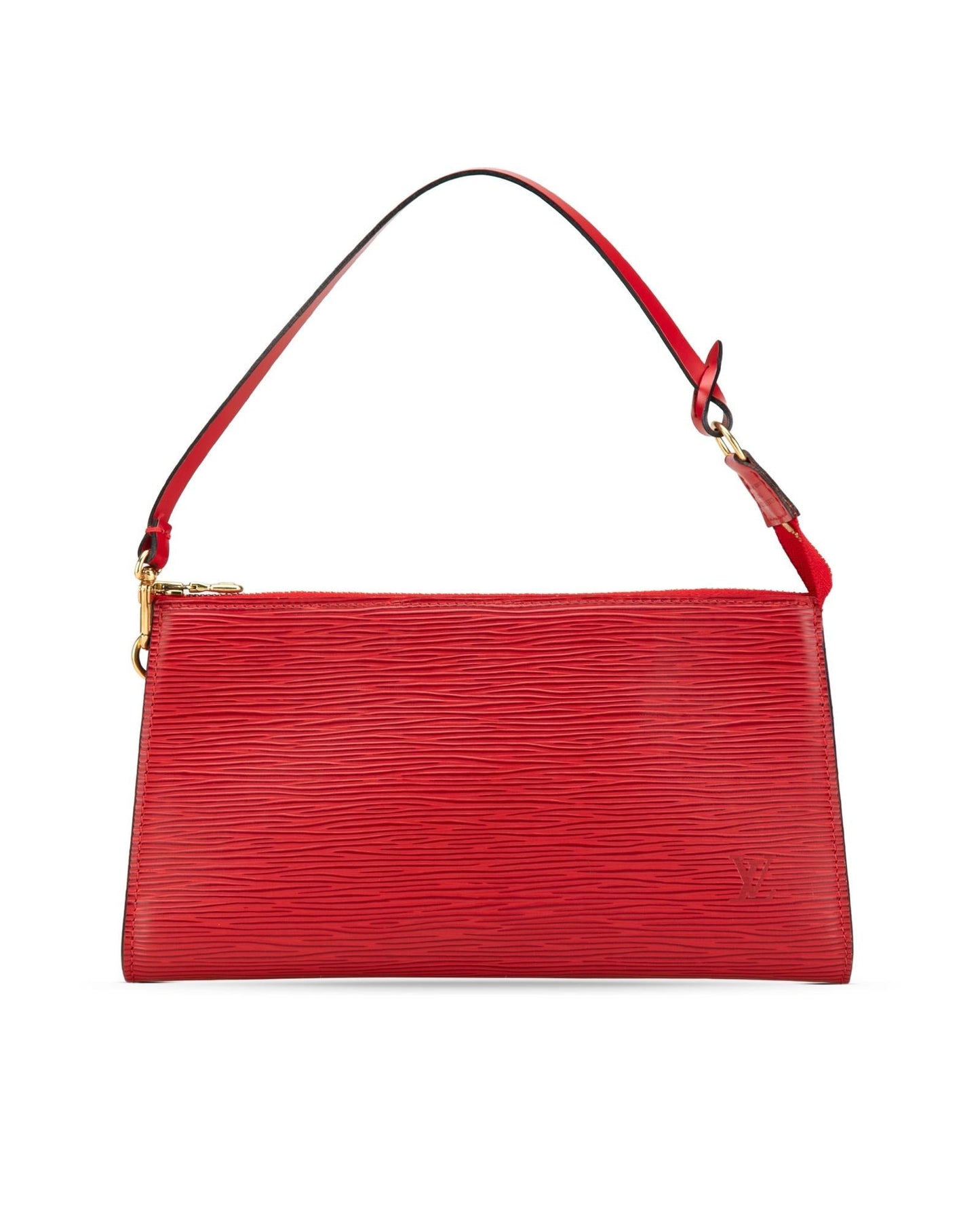 Epi Leather Pochette Accessoires with Flat Shoulder Strap and Zip Closure