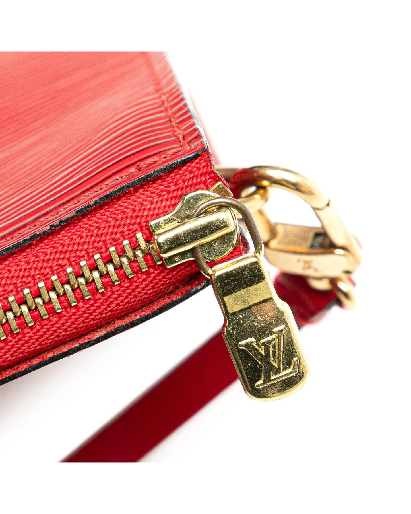 Epi Leather Pochette Accessoires with Flat Shoulder Strap and Zip Closure