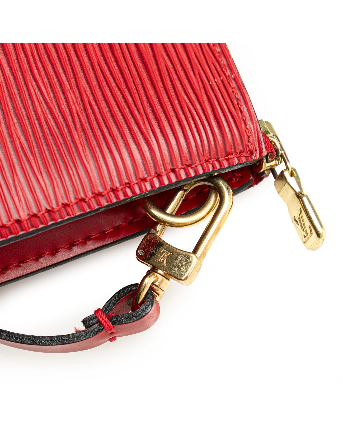 Epi Leather Pochette Accessoires with Flat Shoulder Strap and Zip Closure