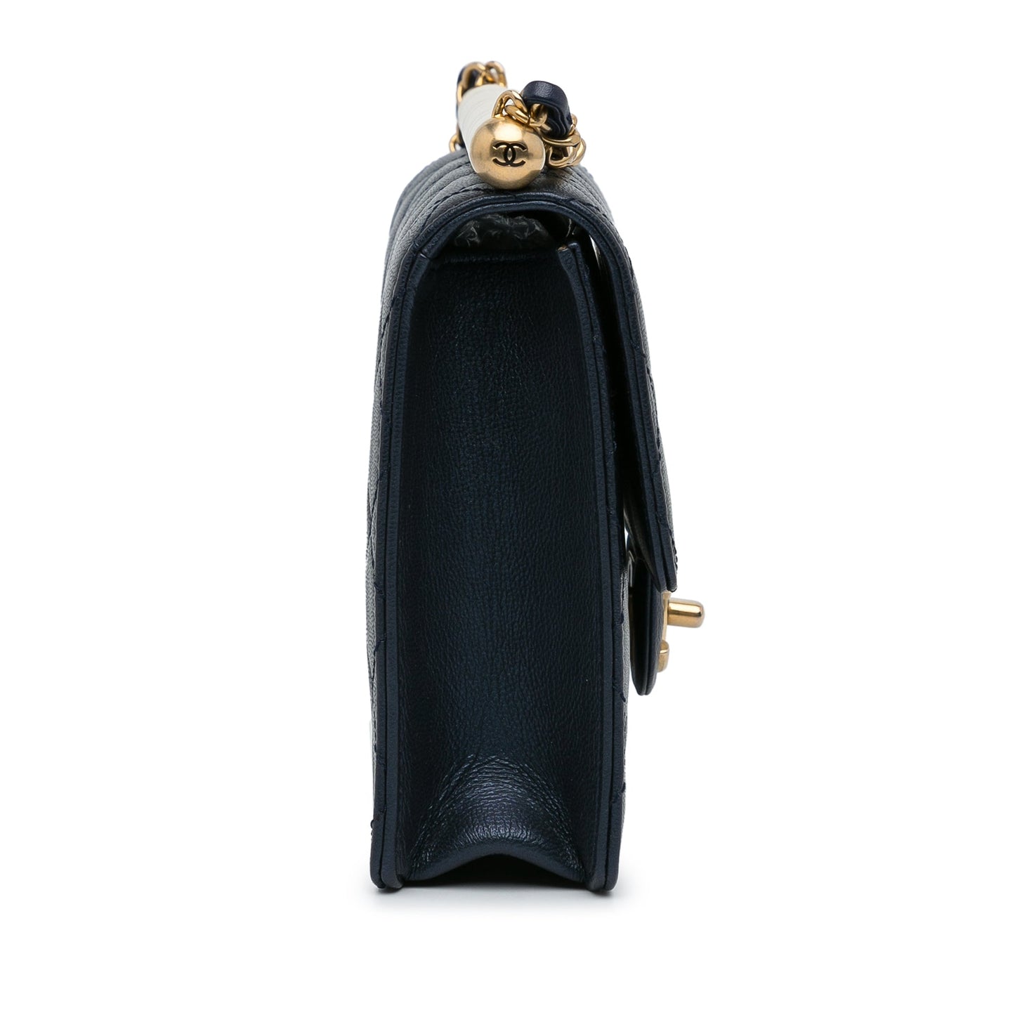 Chanel Flap Bag Chic Pearls Blue Lambskin Gold