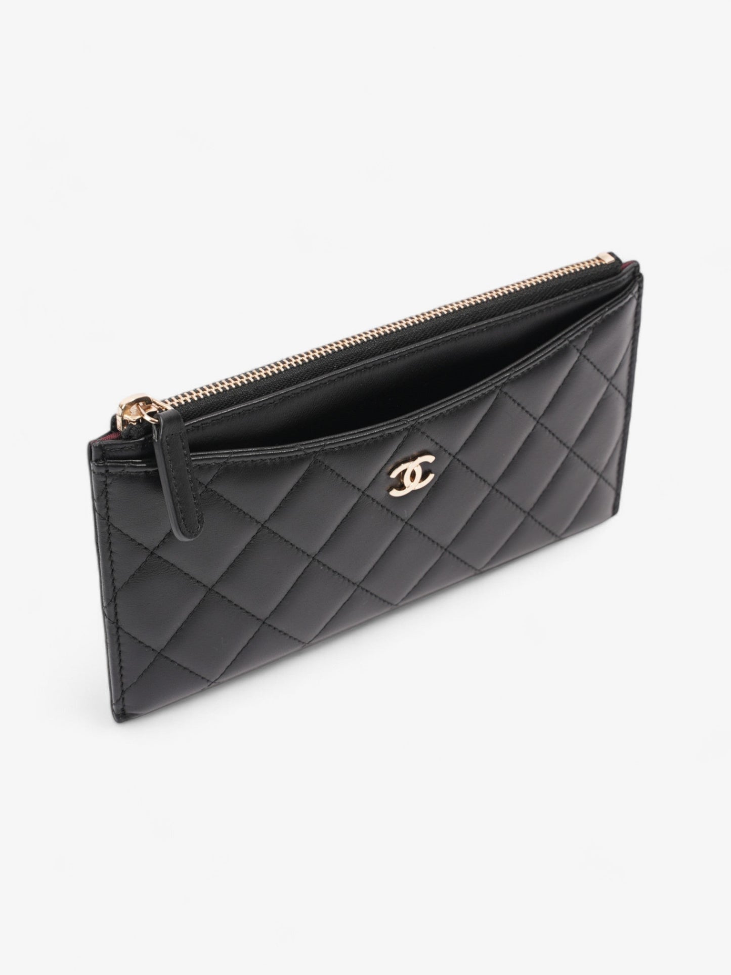 Chanel Zip Wallet Black Lambskin Leather