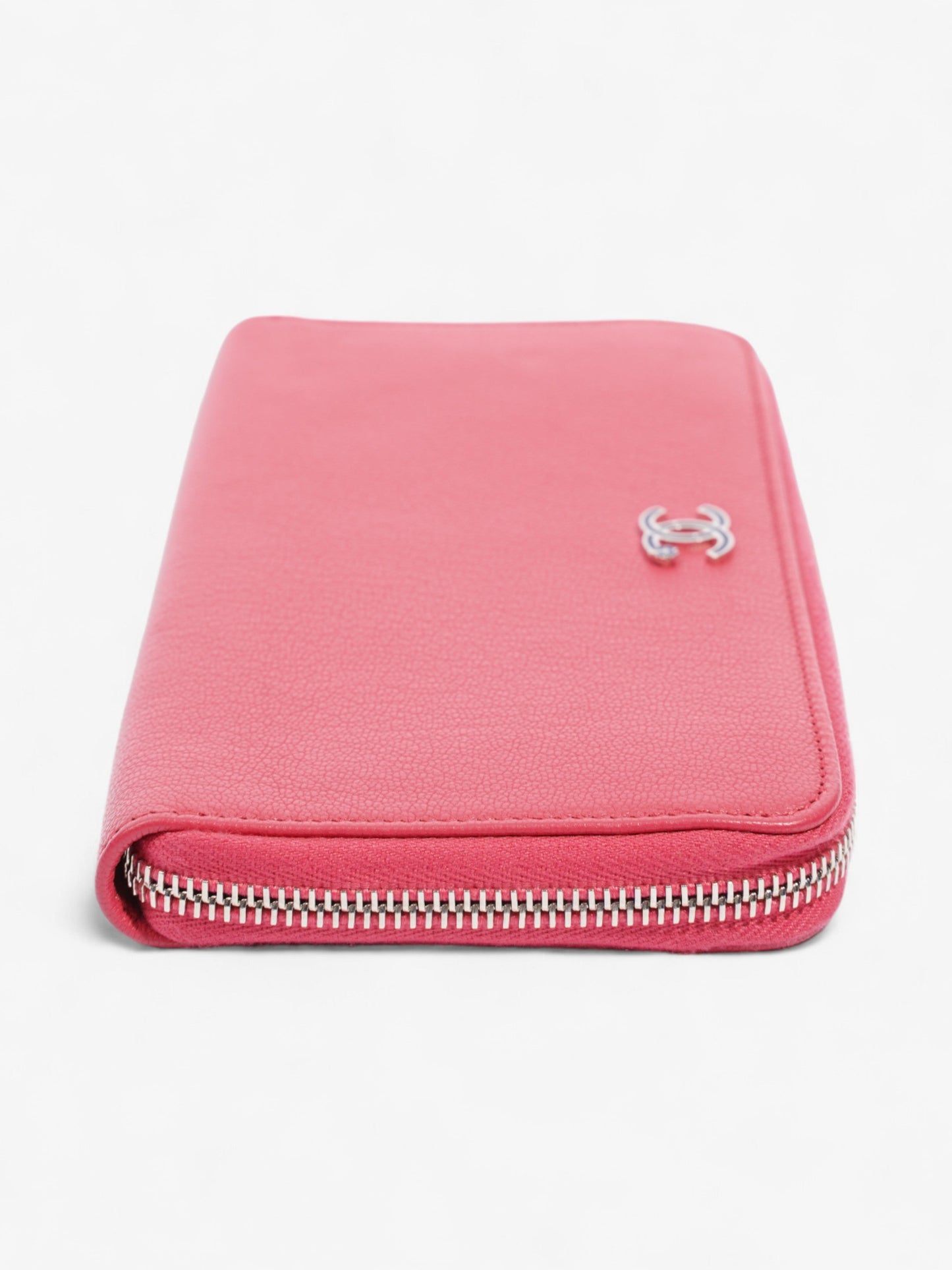 Chanel Zipped Lucky Clover Wallet Pink / Blue Leather