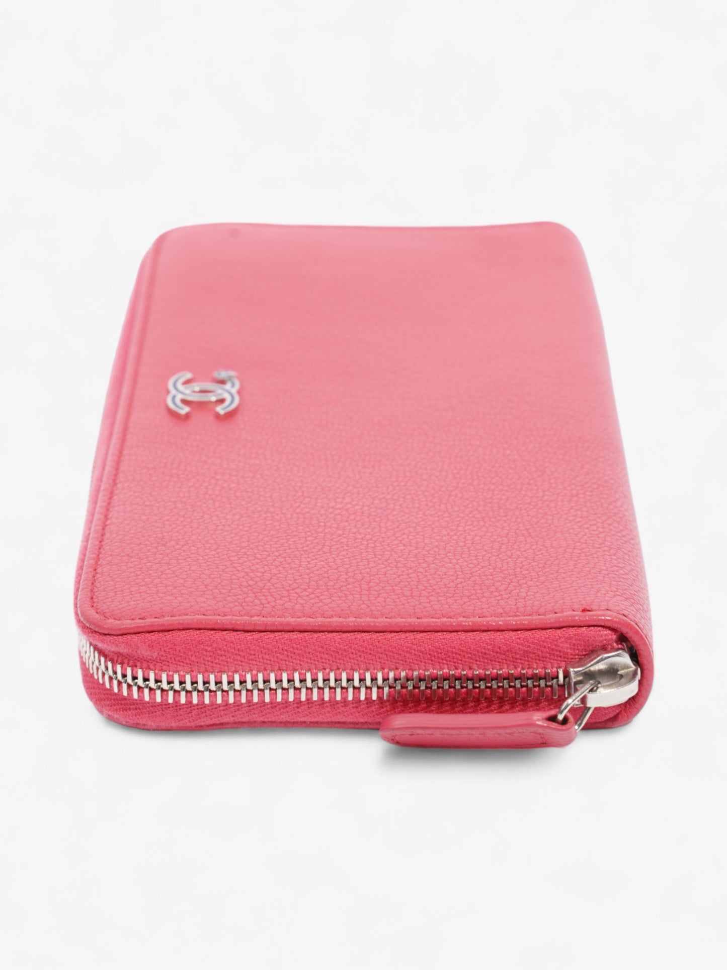 Chanel Zipped Lucky Clover Wallet Pink / Blue Leather