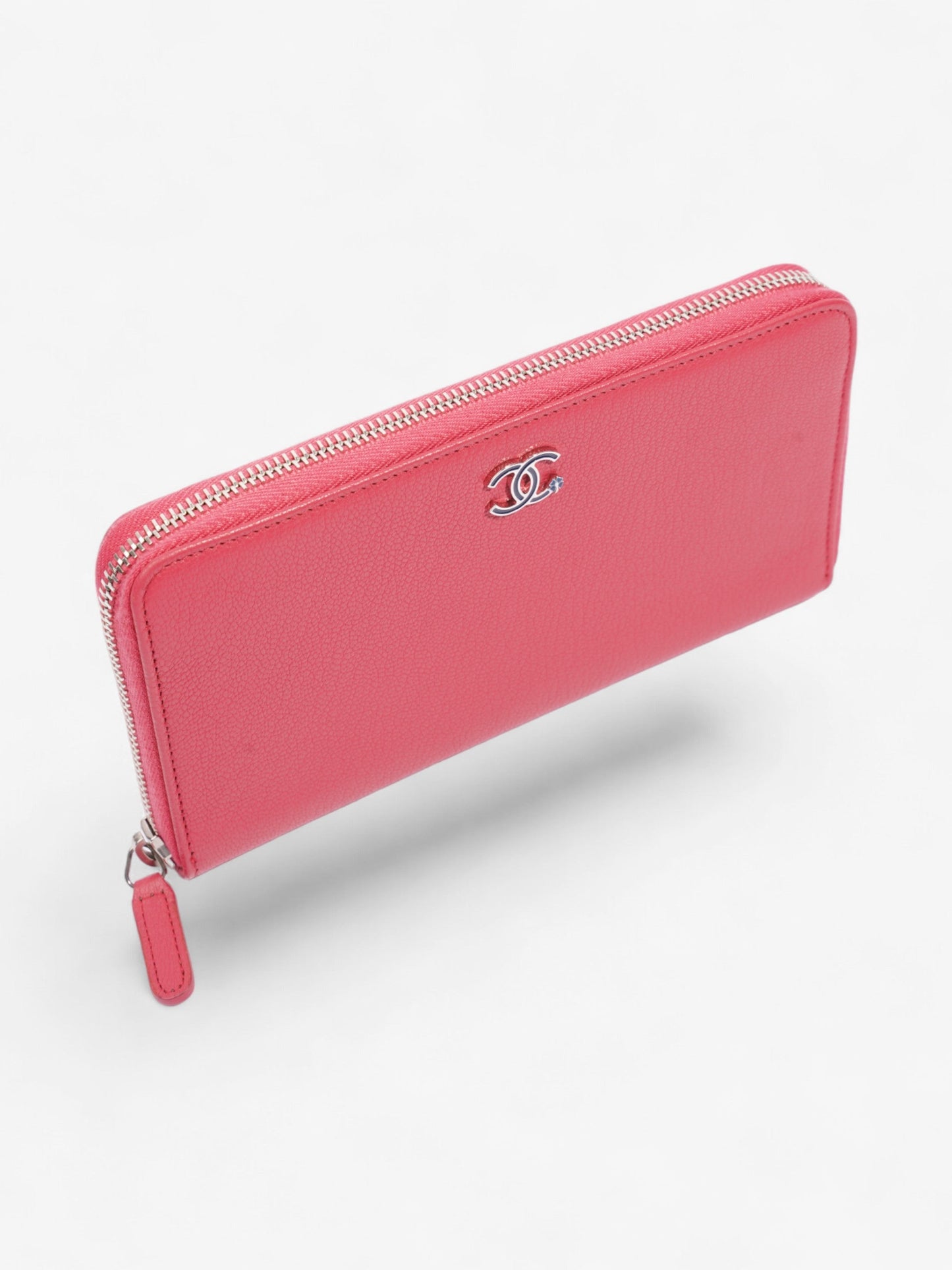 Chanel Zipped Lucky Clover Wallet Pink / Blue Leather