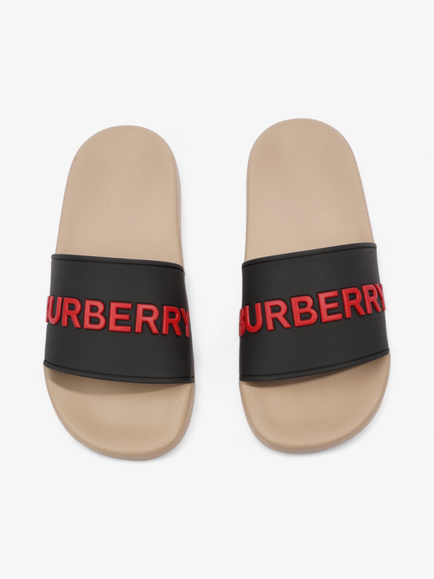 Burberry Logo Slider Black / Red / Beige Rubber EU 37 UK 4