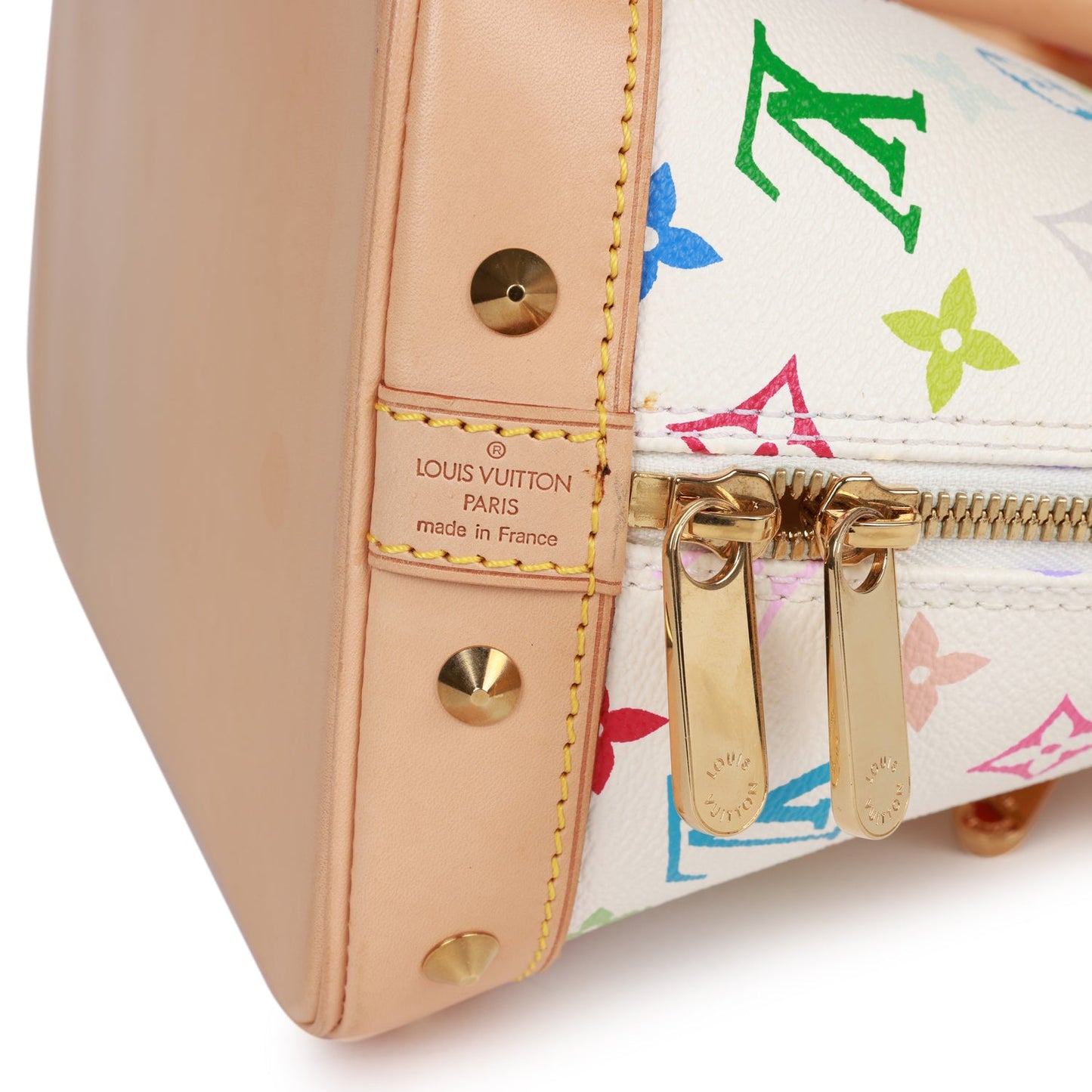 Louis Vuitton Vintage Monogram Multicolor White Alma PM Gold Hardware