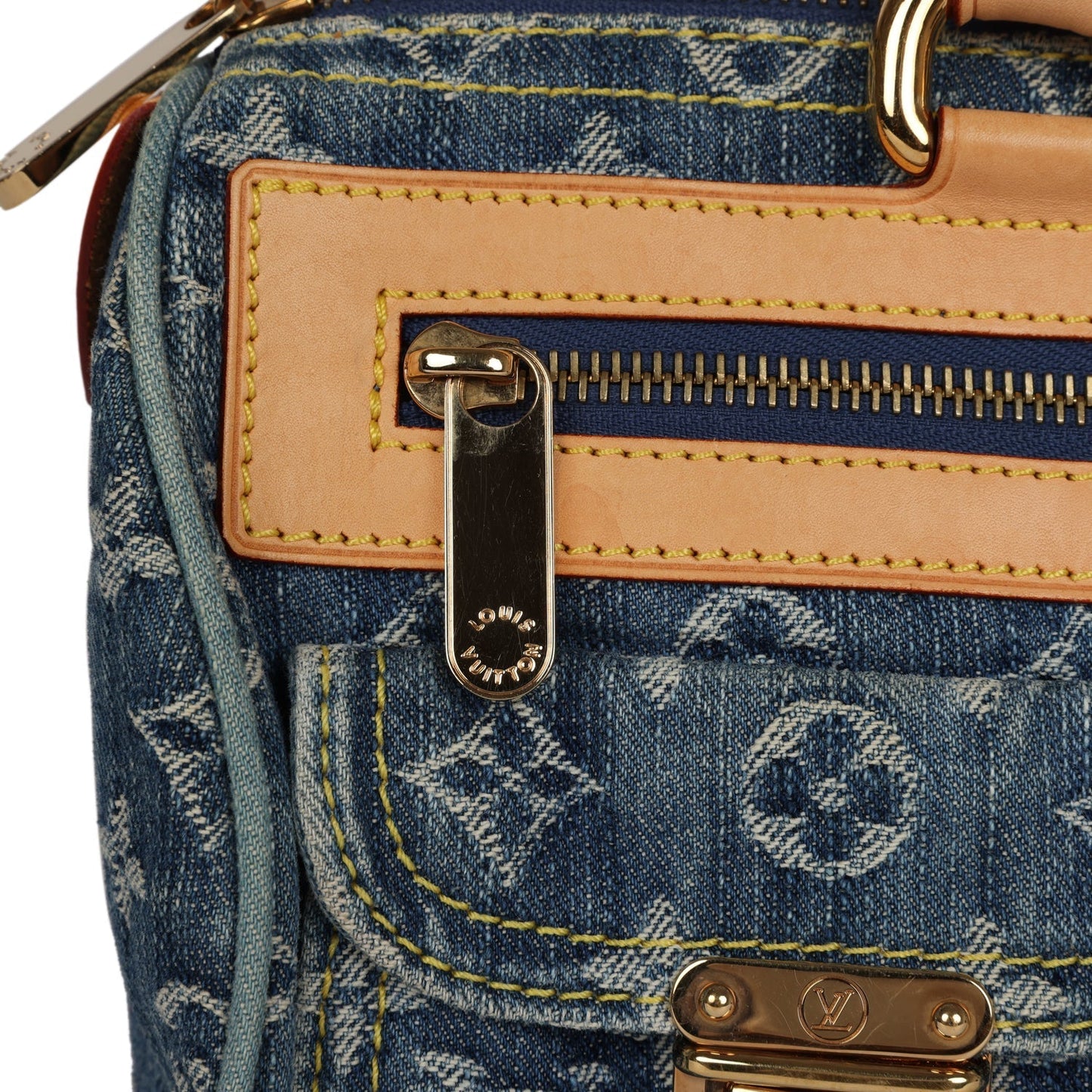 Louis Vuitton Vintage Neo Speedy Blue Denim Monogram Gold Hardware