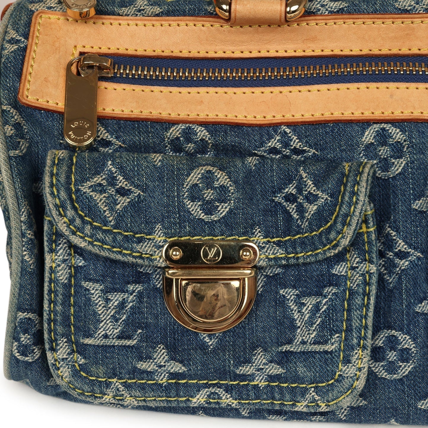 Louis Vuitton Vintage Neo Speedy Blue Denim Monogram Gold Hardware