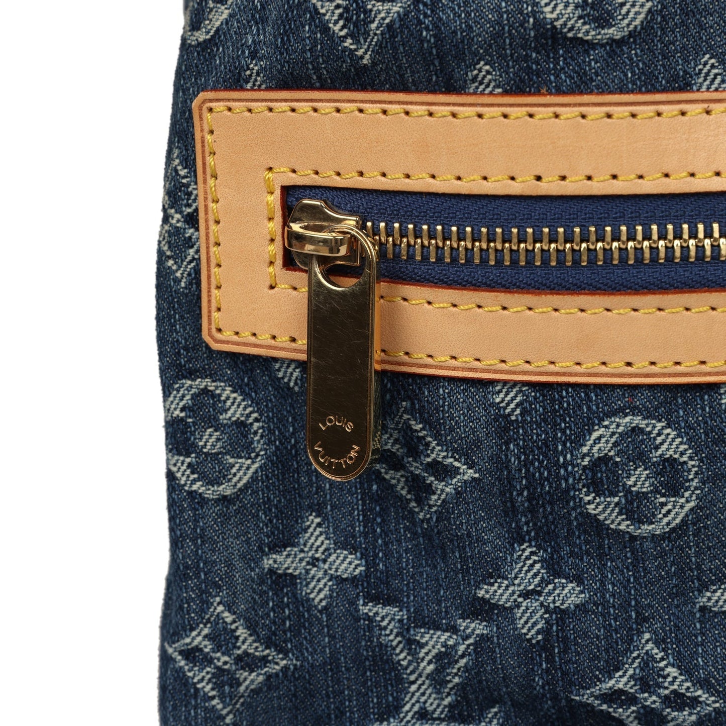 Louis Vuitton Vintage Baggy GM Blue Denim Monogram Gold Hardware