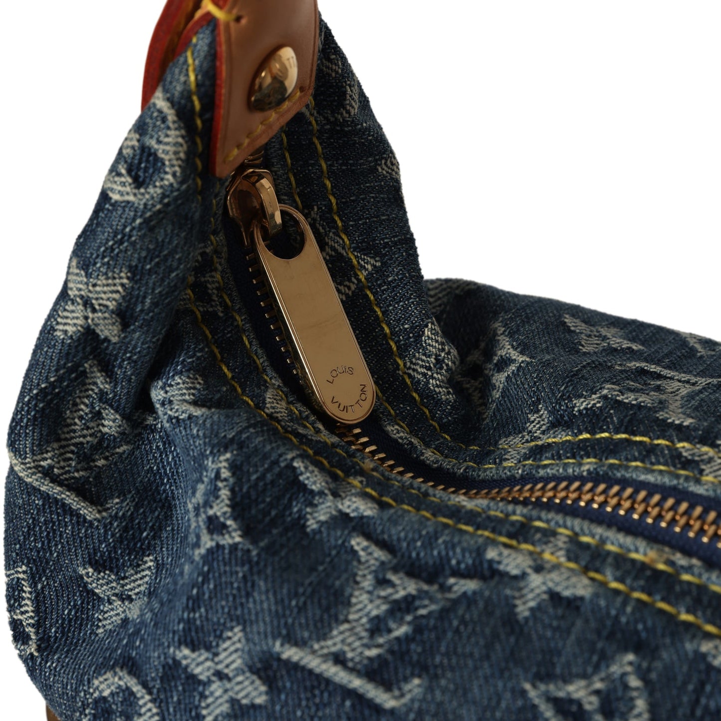 Louis Vuitton Vintage Baggy GM Blue Denim Monogram Gold Hardware