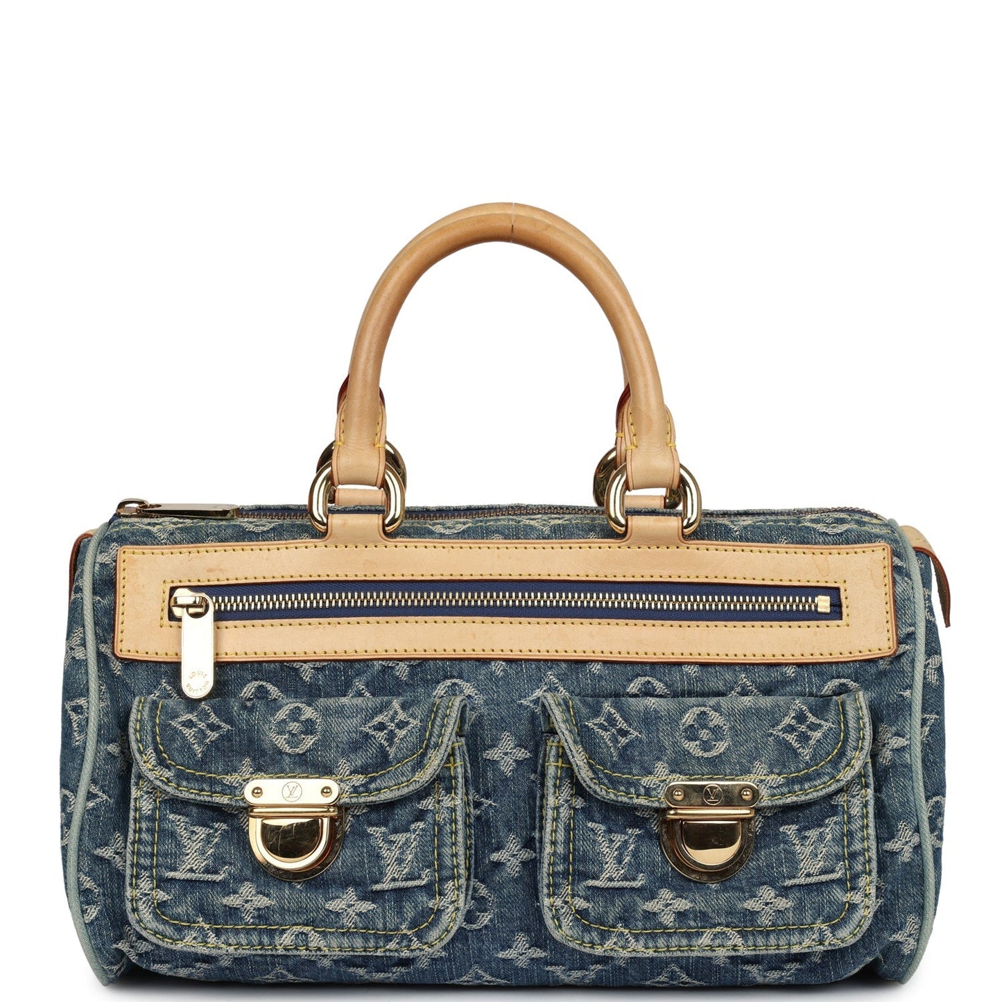 Louis Vuitton Vintage Neo Speedy Blue Denim Monogram Gold Hardware