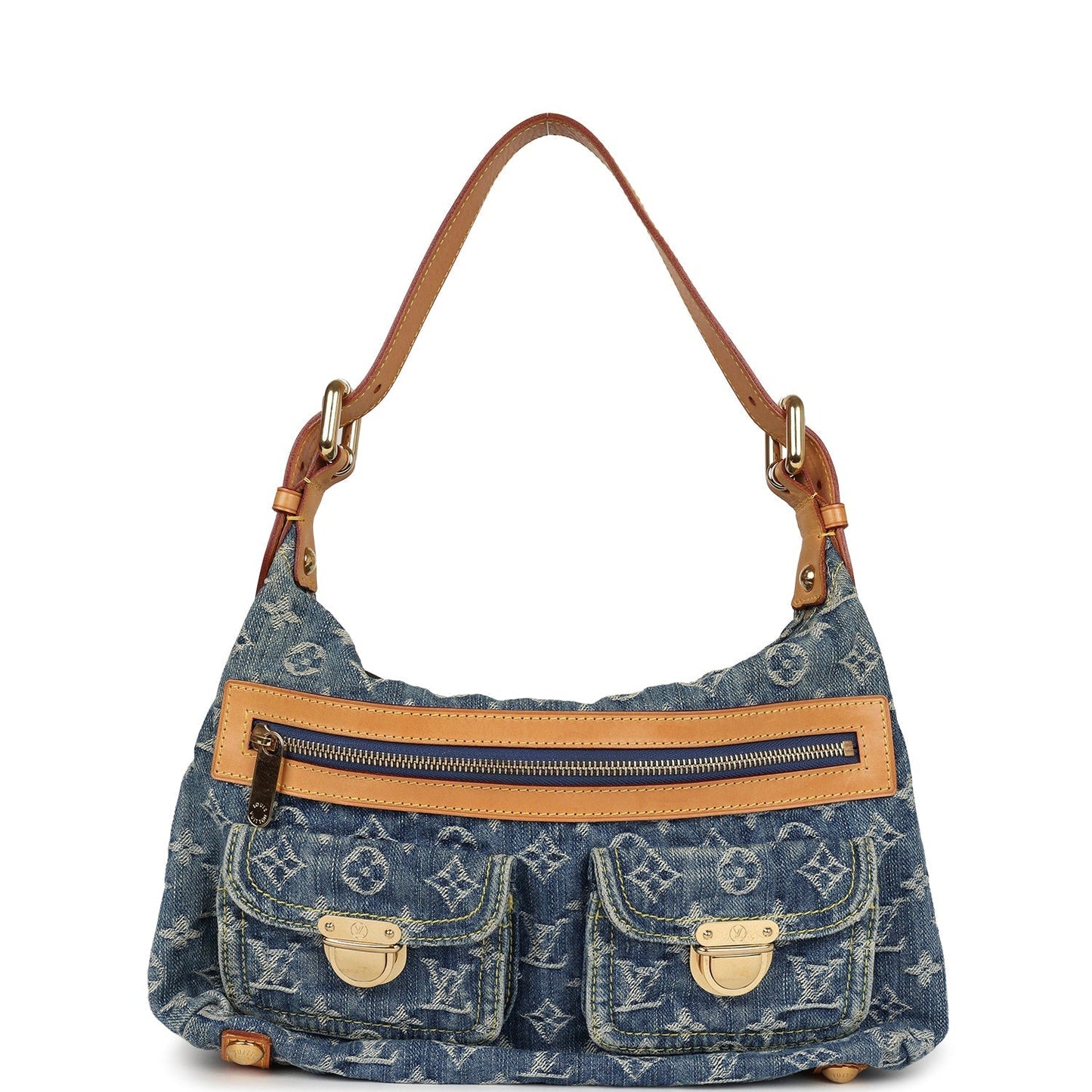 Louis Vuitton Baggy PM Blue Denim Monogram Gold Hardware