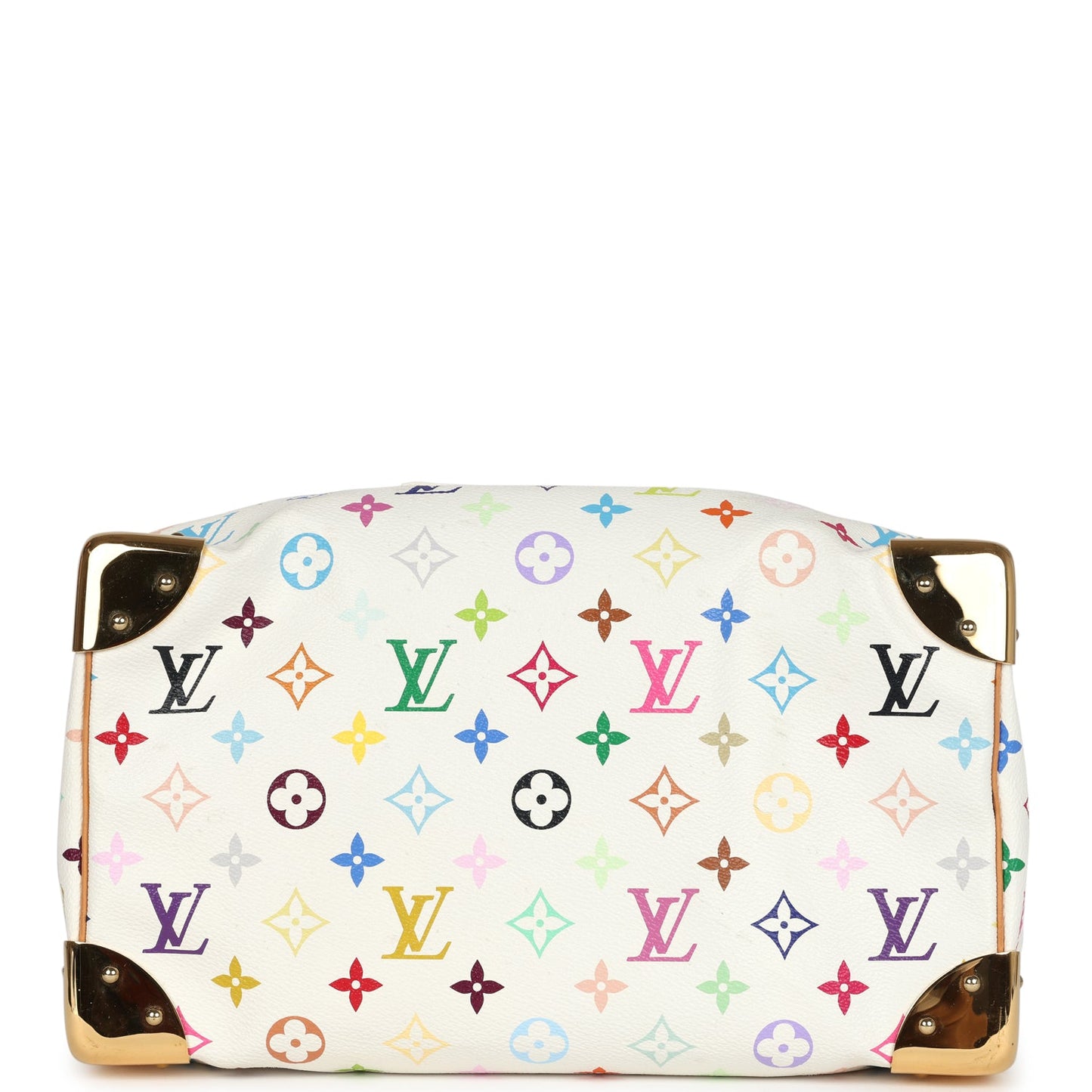 Louis Vuitton x Takashi Murakami Speedy 30 White Multicolor Monogram Gold Hardware