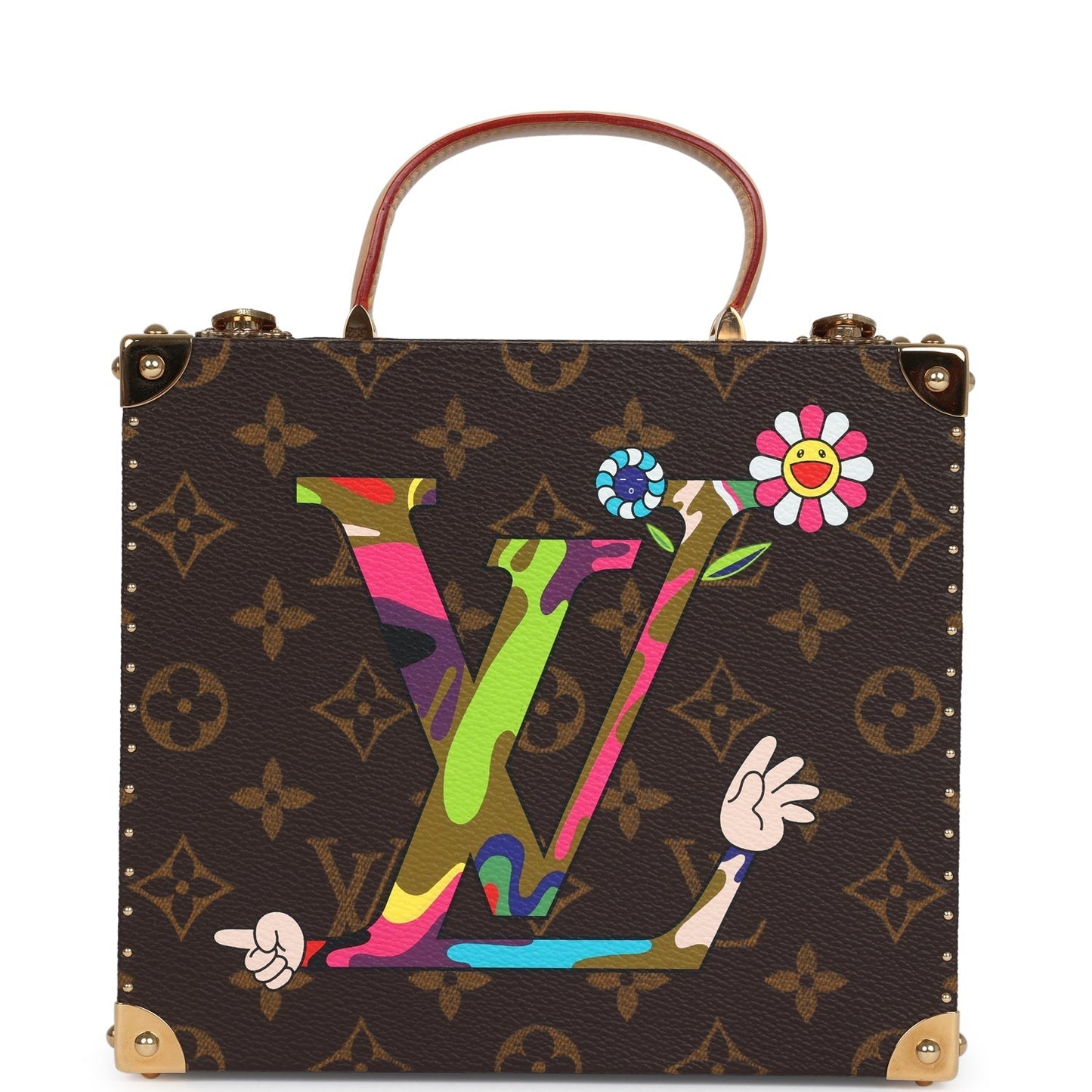 Louis Vuitton Vintage x Takashi Murakami Hands Jewelry Trunk Brown Multi Monogram Hands Brass Hardware