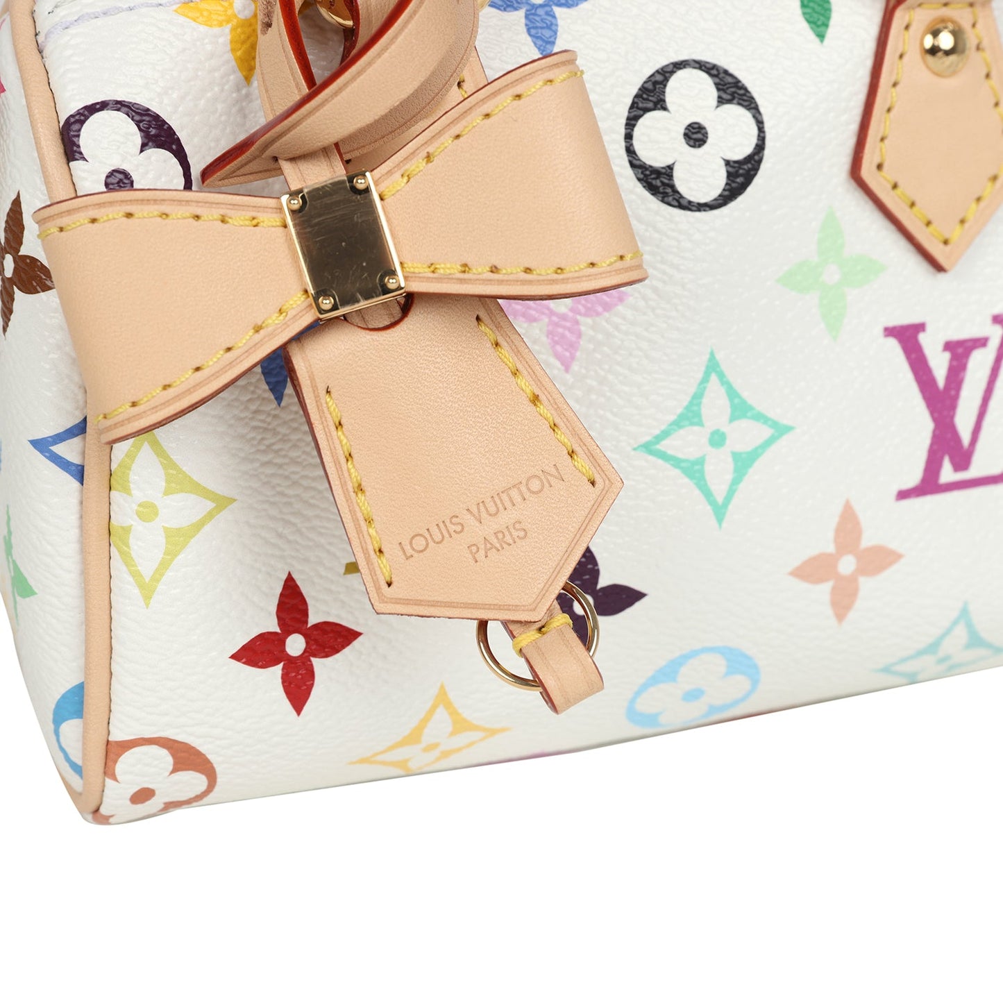 Louis Vuitton X Murakami Nano Speedy Bag White Multicolor Monogram Gold Hardware