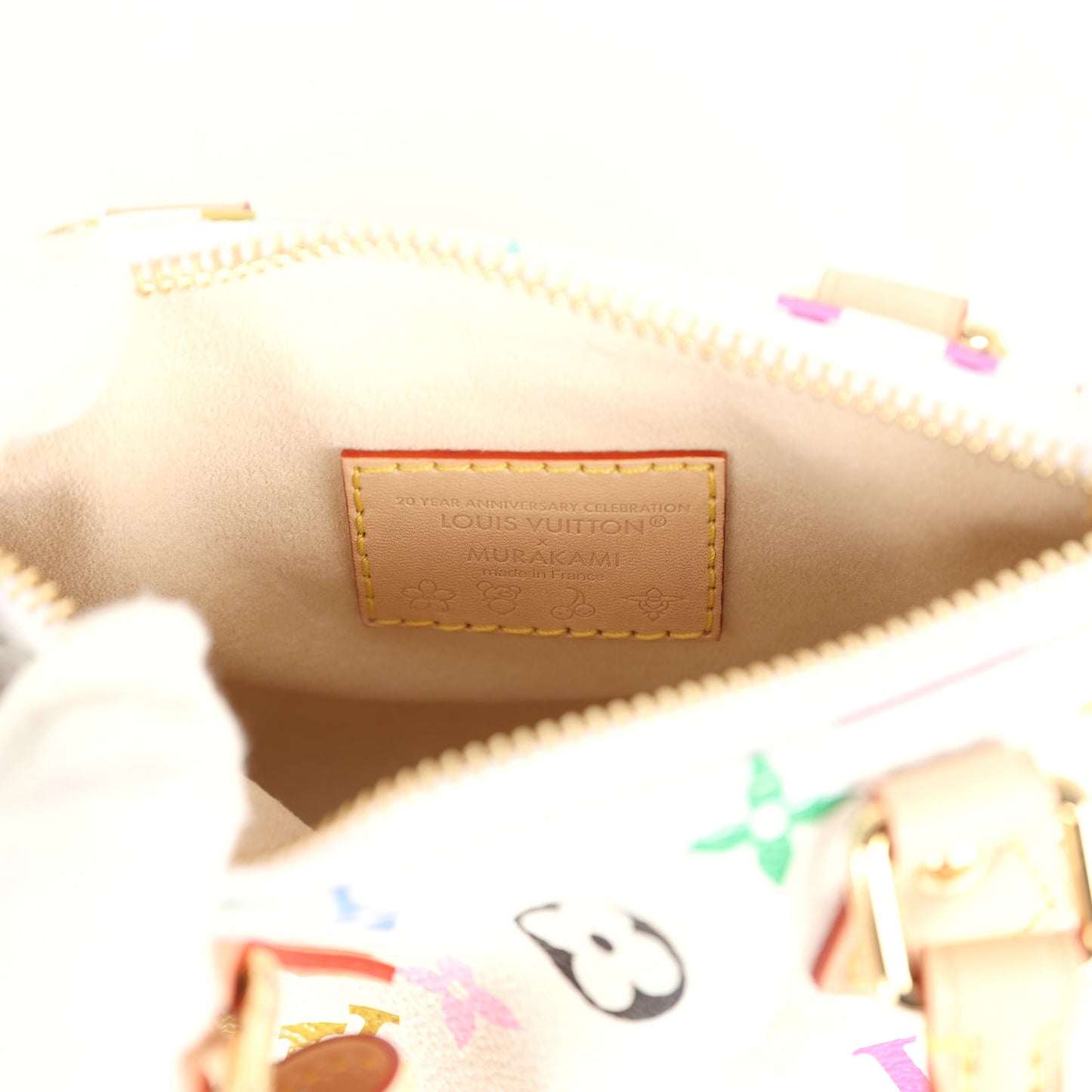 Louis Vuitton X Murakami Nano Speedy Bag White Multicolor Monogram Gold Hardware