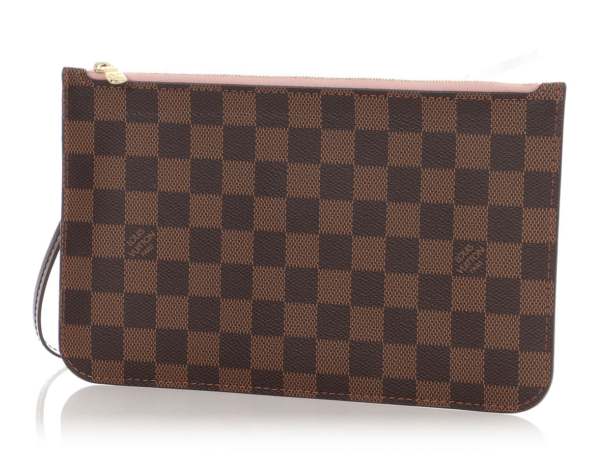Louis Vuitton Damier EbÃ¨ne and Rose Ballerine Neverfull Pouch MM/GM