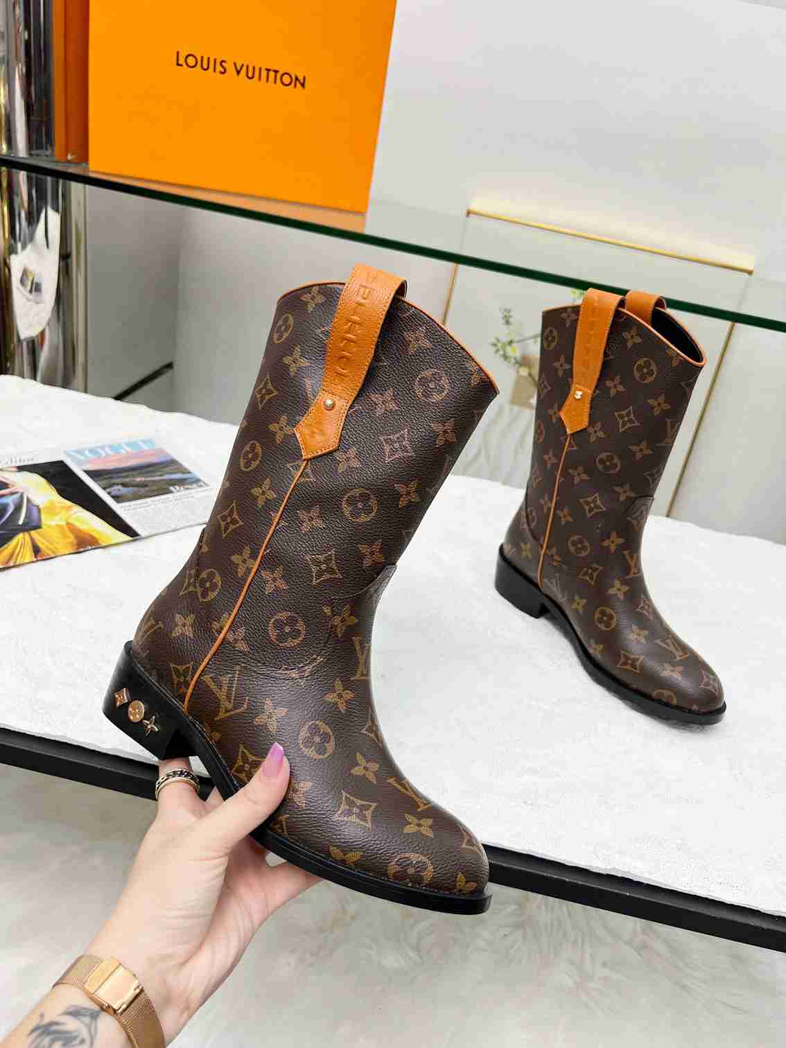 LV LV RIDER BOOTS GLMNOGRAM BROWN