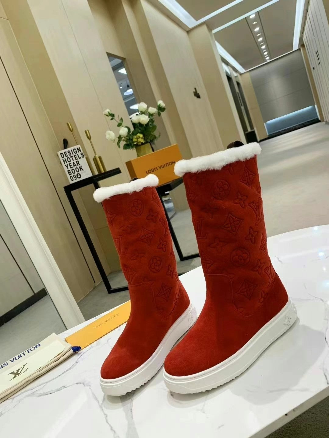 LV SUEDE GLMNOGRAM BOOTS RED