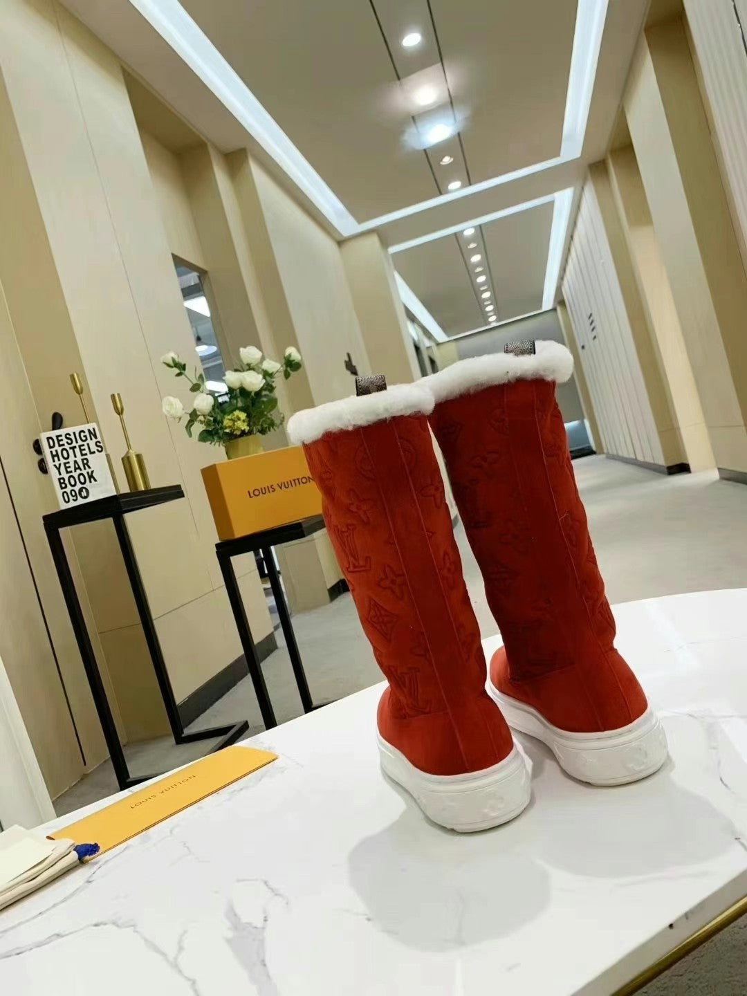 LV SUEDE GLMNOGRAM BOOTS RED