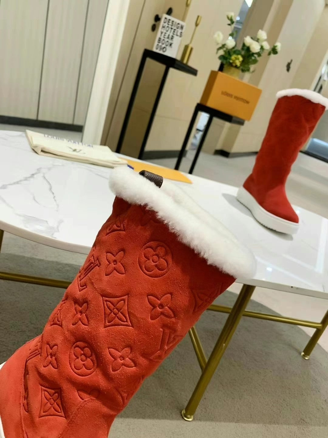 LV SUEDE GLMNOGRAM BOOTS RED