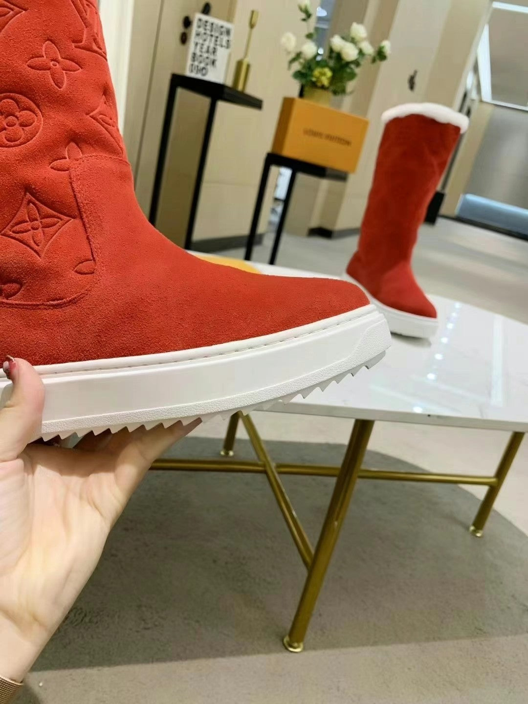 LV SUEDE GLMNOGRAM BOOTS RED