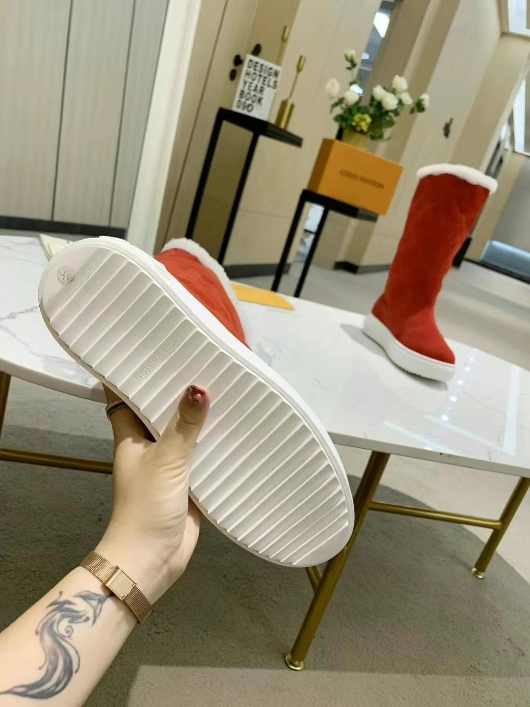 LV SUEDE GLMNOGRAM BOOTS RED