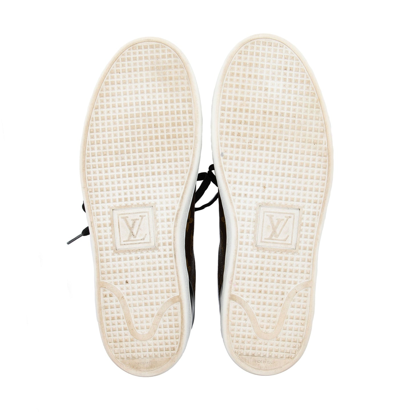 Louis Vuitton Monogram Canvas Patent Leather Front Row Sneakers - Size 8.5 / 38.5 (SHF-xaOyH3)