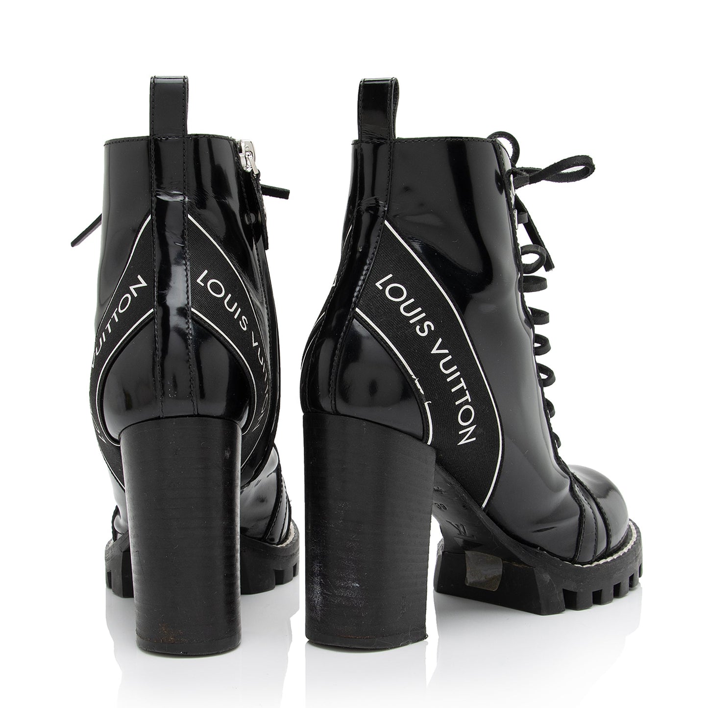 Louis Vuitton Patent Calfskin Logo Star Trail Ankle Boots - Size 9 / 39 (SHF-zRYNNb)
