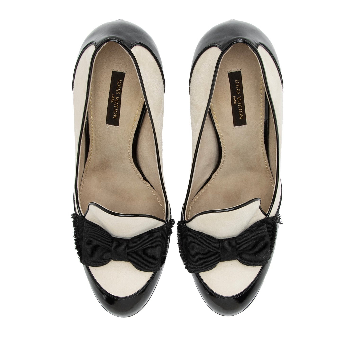Louis Vuitton Suede Patent Leather Bow Loafer Pumps - Size 9 / 39 (SHF-f76ORf)