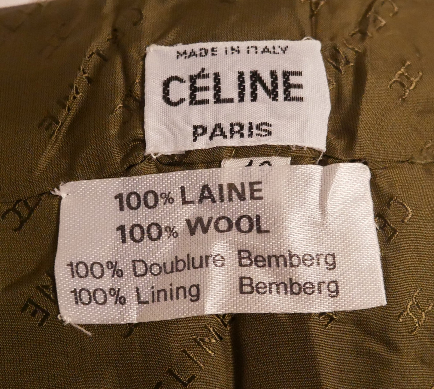 Celine vintage a-lined khaki skirt with gold detail - M - 1970s