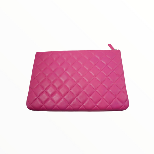 Chanel pink quilted clutch - 2015
