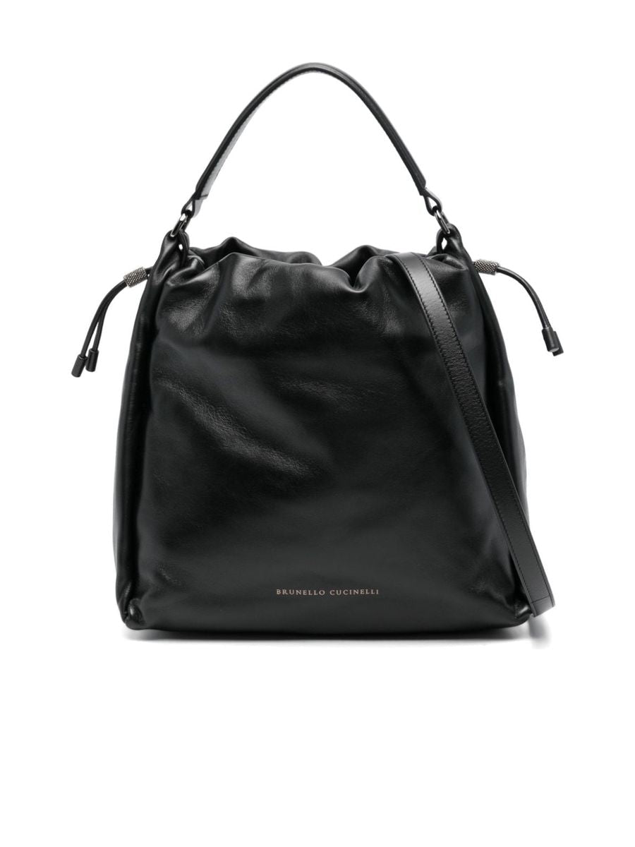 Calf Leather Shoulder Bag With Monili Detail