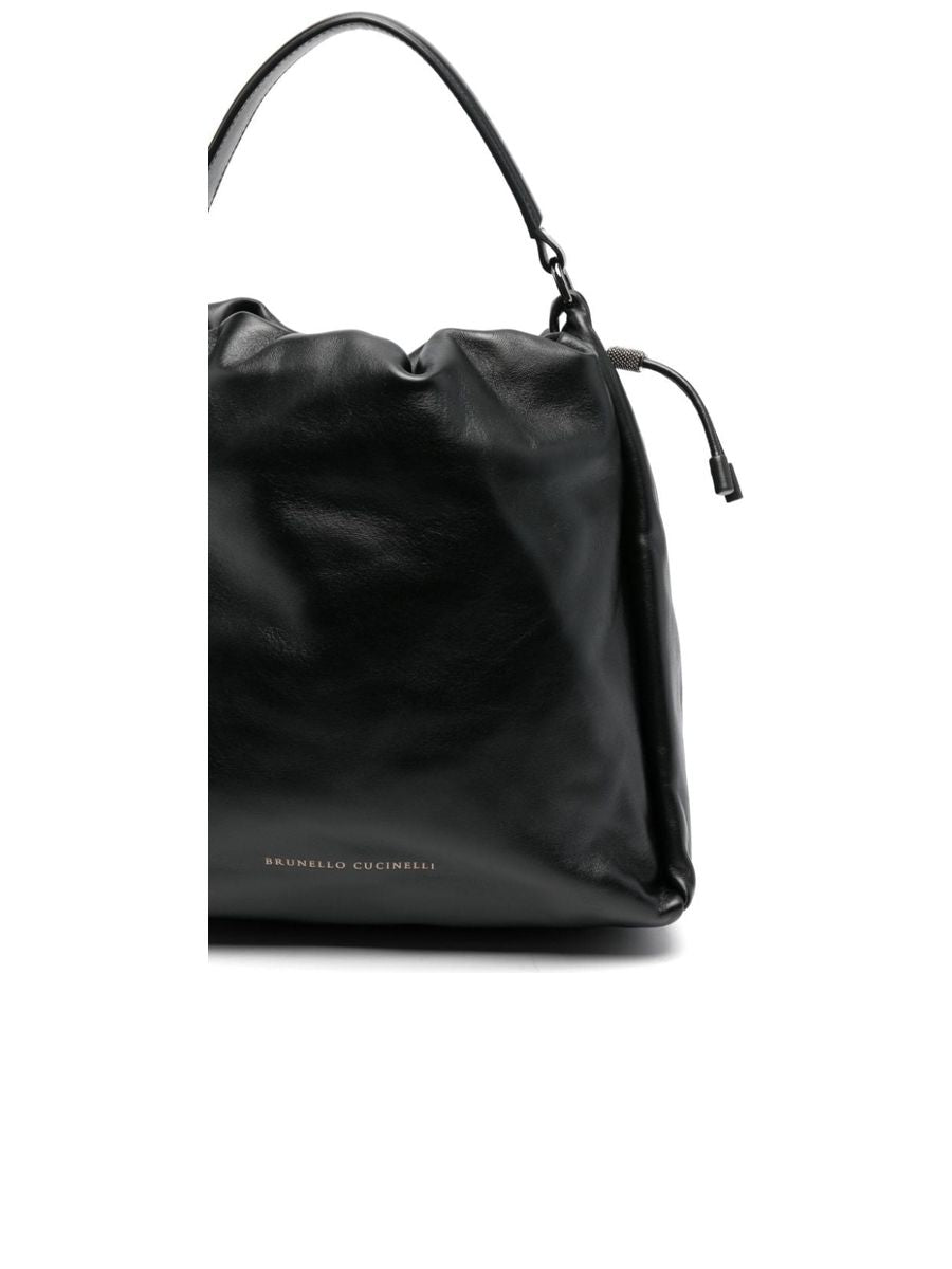 Calf Leather Shoulder Bag With Monili Detail