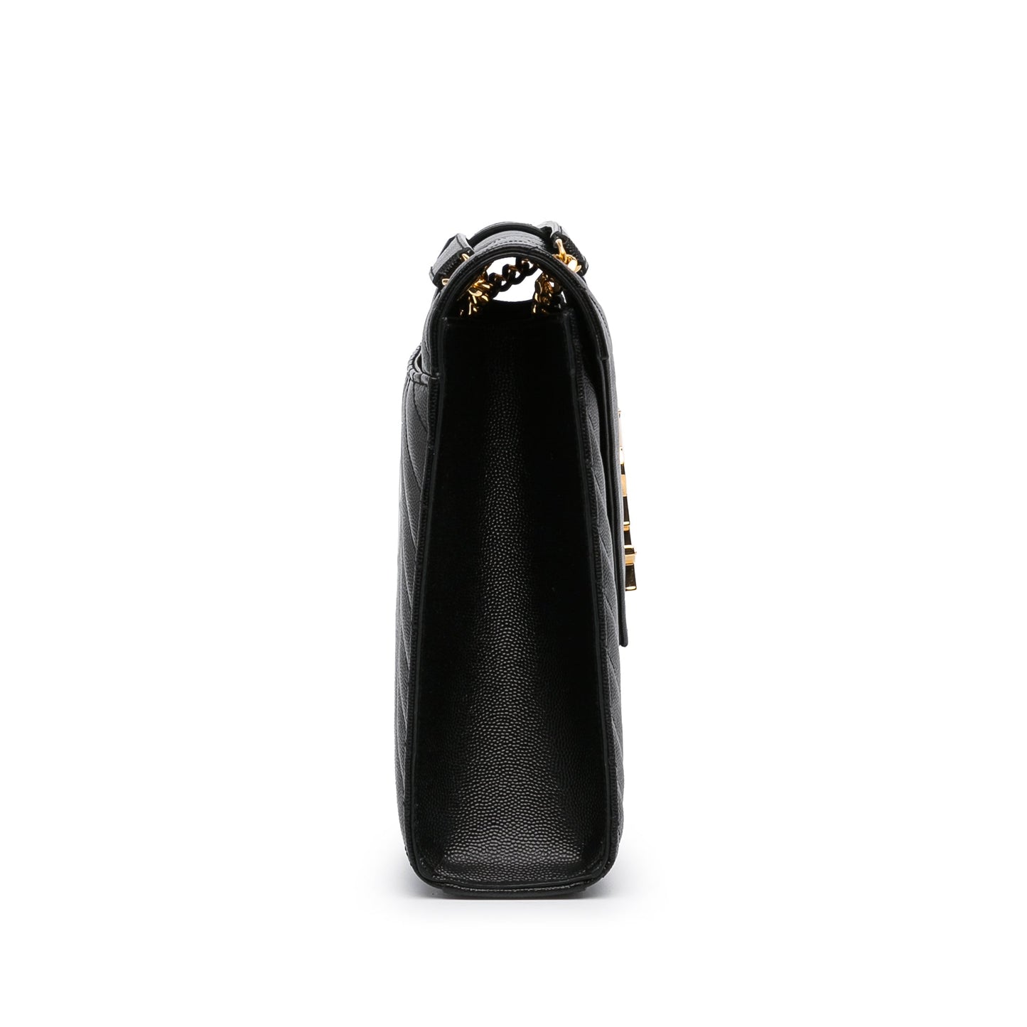 Yves Saint Laurent Envelope Large Black Chevron Quilted Leather