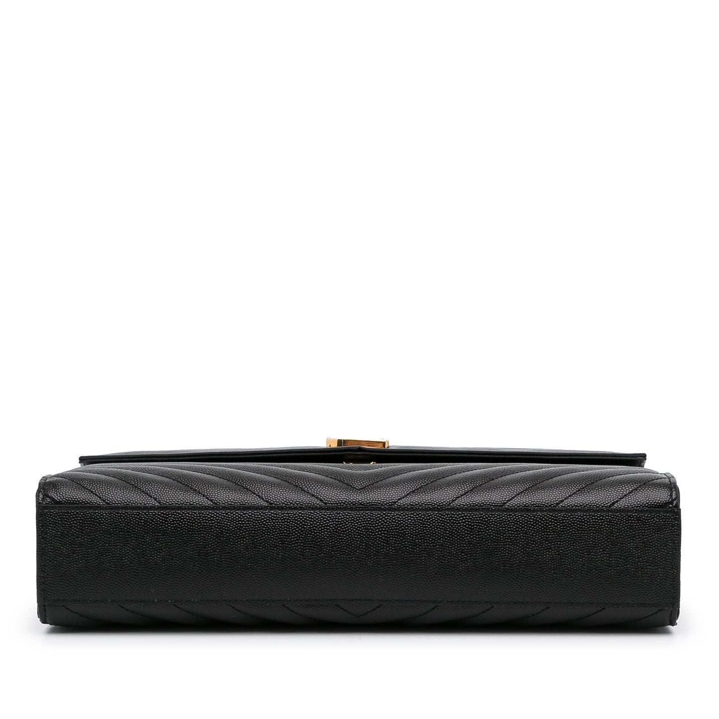Yves Saint Laurent Envelope Large Black Chevron Quilted Leather