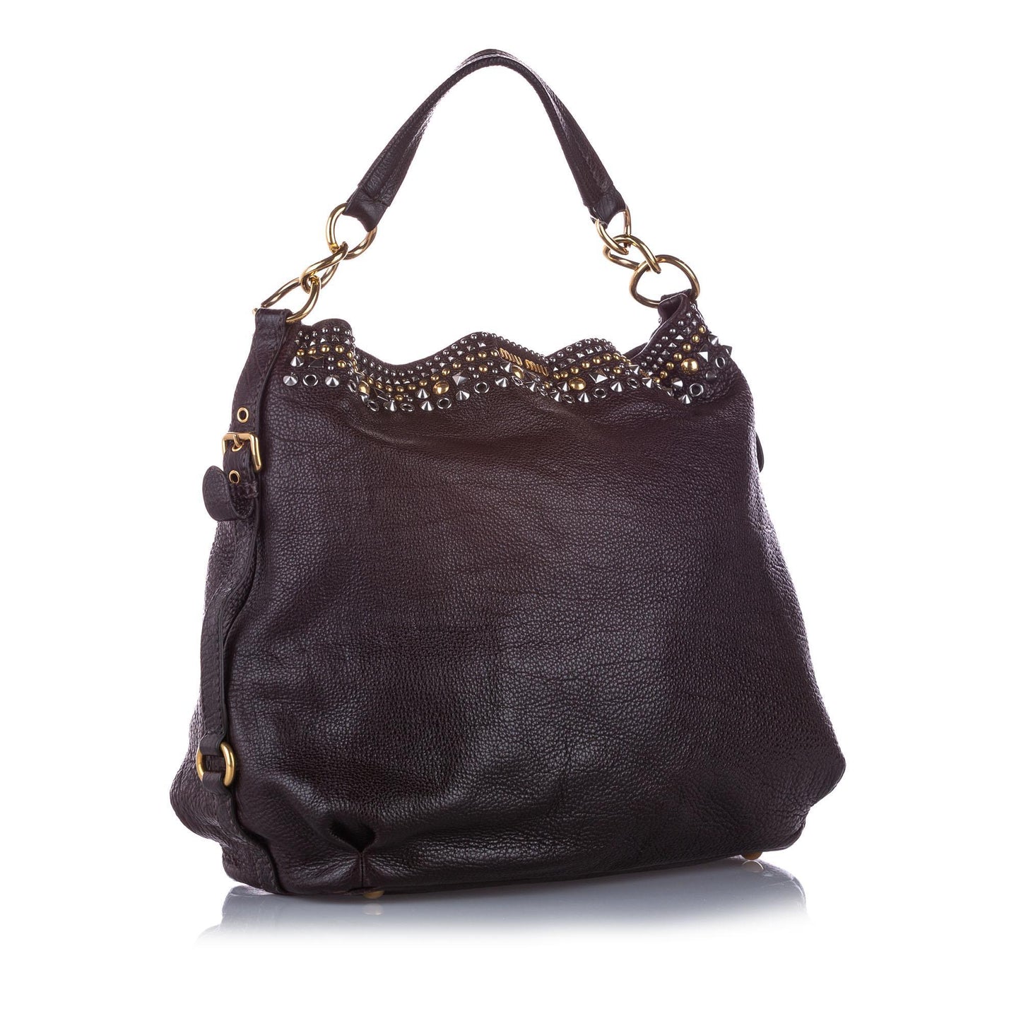 Miu Miu Embellished Spalla Leather Tote Bag (SHG-12111)